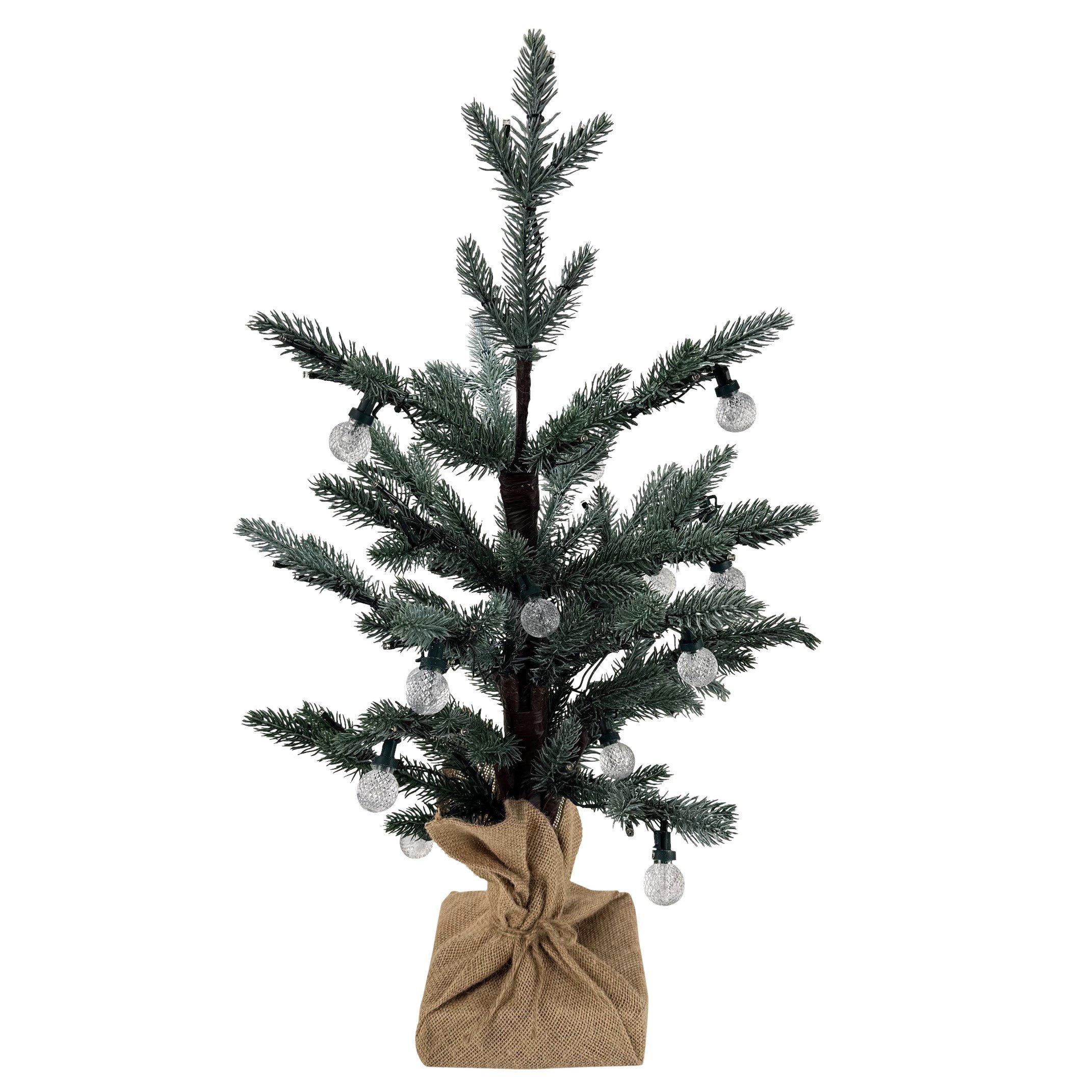 Online-Fuchs Künstlicher Weihnachtsbaum mit LED-Beleuchtung (Lichterkette) aus Spritzguss - 67 cm klein, mit leicht verschneiten Zweigen, 70 warmweiße LED´s und 20 kleine Lampions