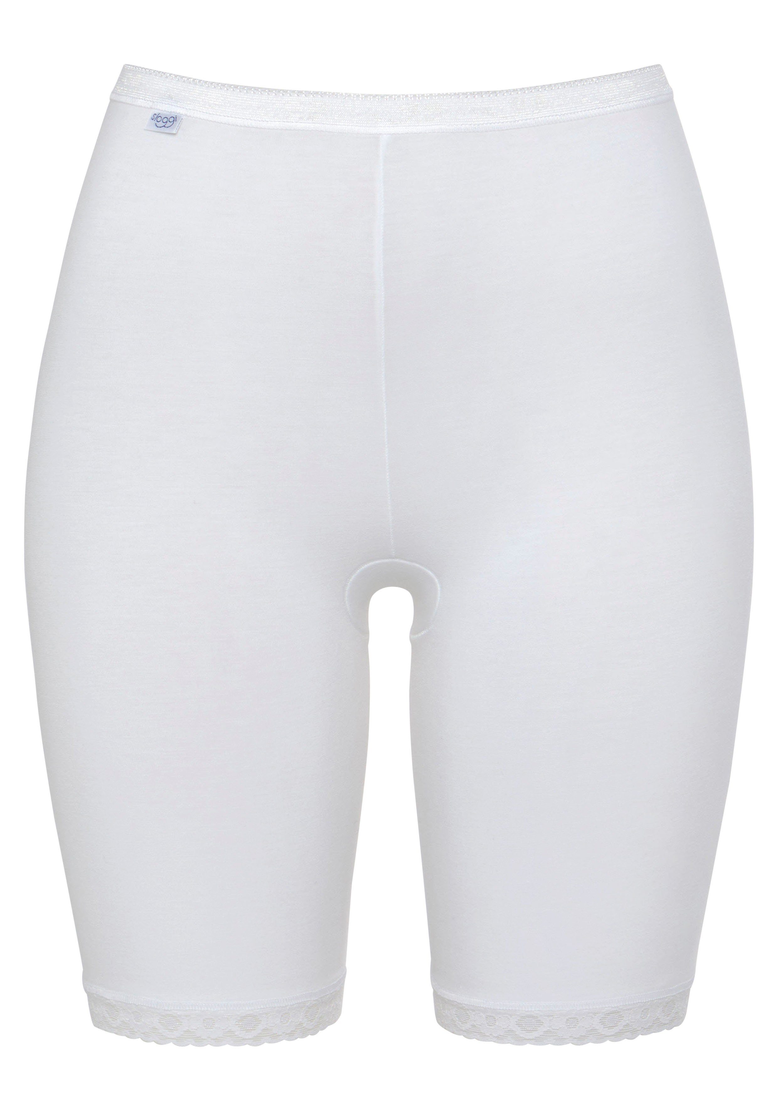 Sloggi Lange Unterhose Basic + mit (Packung, Spitzenbesatz Long-Pants 2-St) WHITE