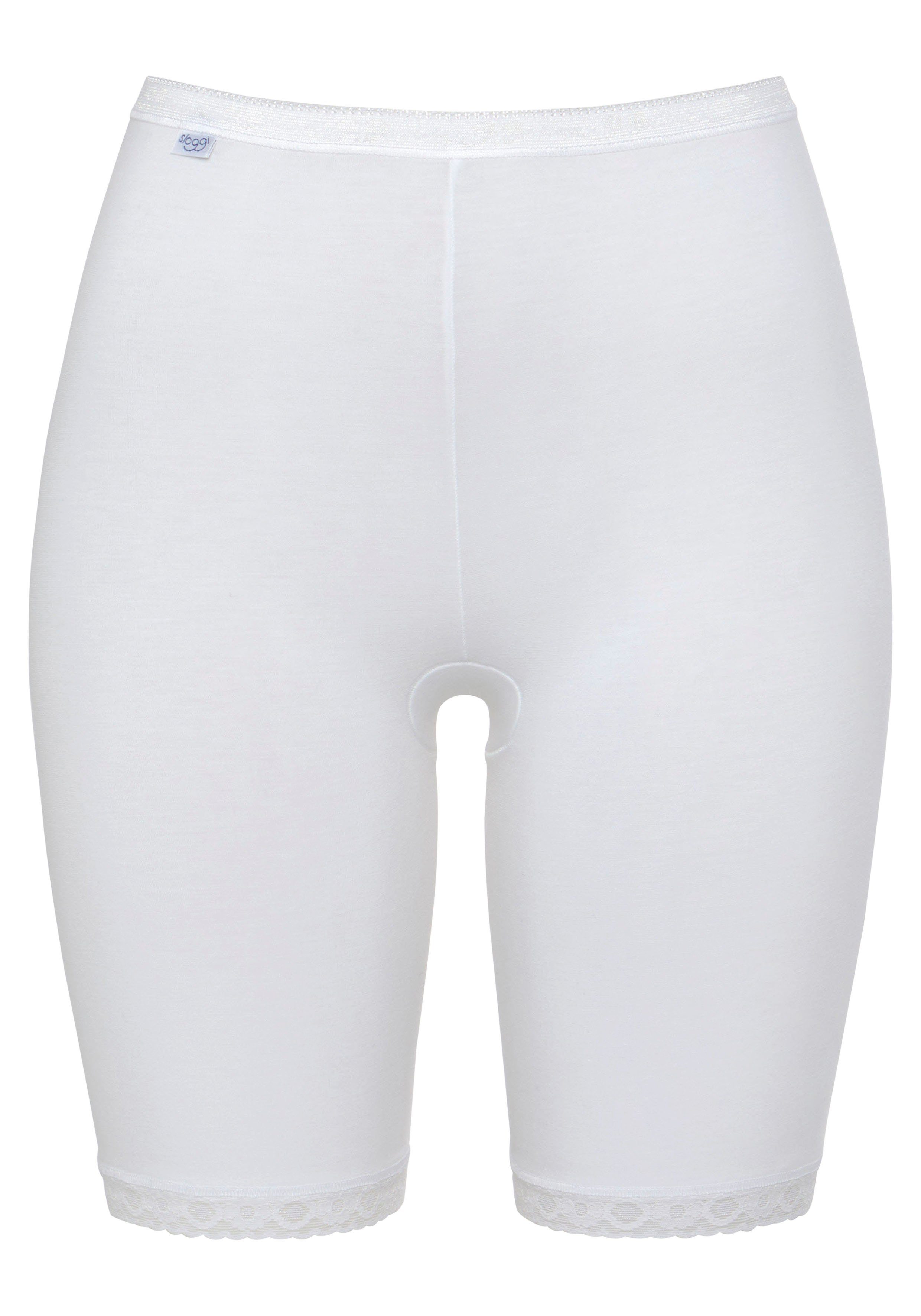 sloggi Lange Unterhose Basic+ (2er Pack) Spitzenbesatz, weiche Nähte, Baumwollmischung
