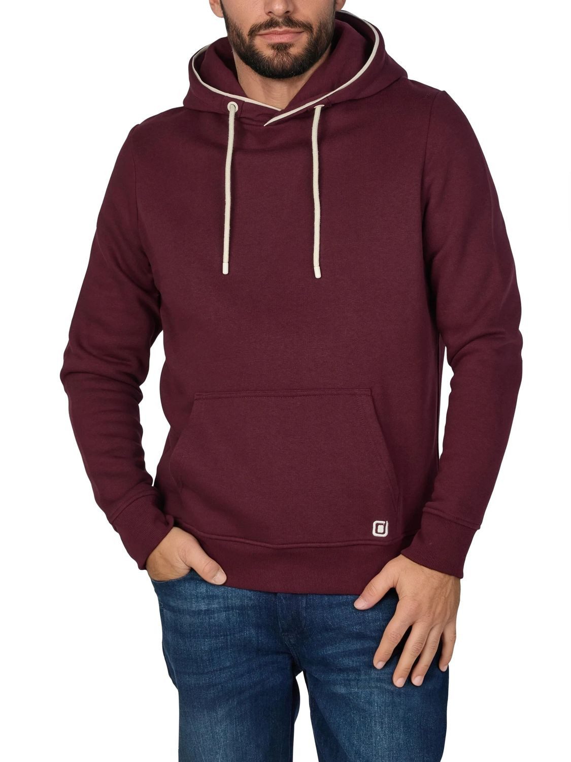 riverso Kapuzenpullover Herren Hoodie RIVSandro Regular Fit Longsleeve Sweatshirt mit Cross-Over-Kragen und Kängurutasche
