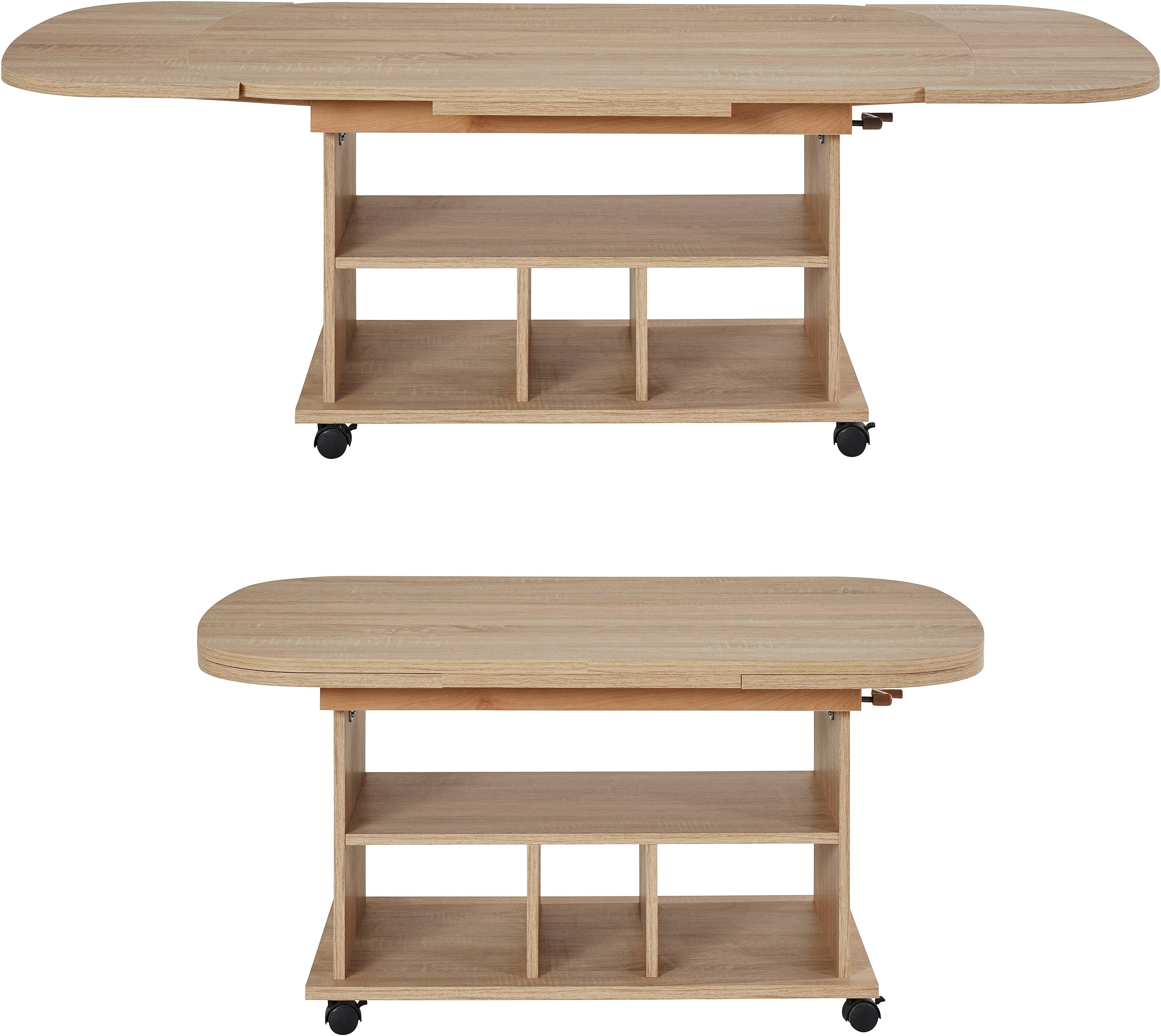 HELA Couchtisch, auf Rollen, höhenverstellbar und ausziehbar günstig online kaufen