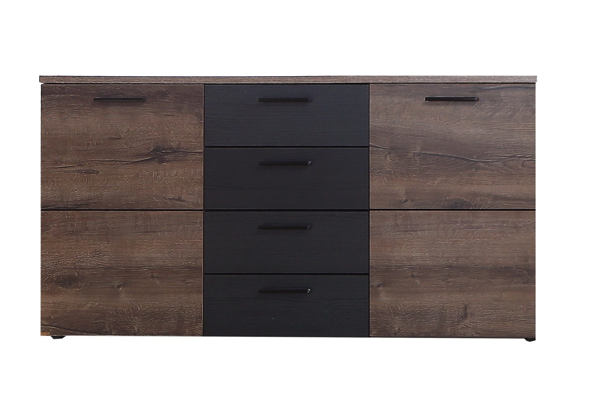 99rooms Kommode Rondo (Sideboard, Kommode, Schrank), 2 Türen, 4 Schubladen, viel Stauraum, Modern Design, aus Holzwerkstoff