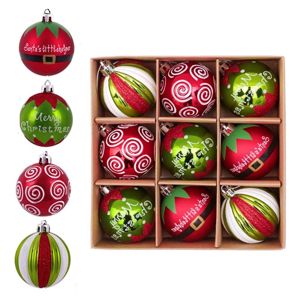 Coonoor Weihnachtsbaumkugel 9-teilige Weihnachtsdekor-Kugeln, Weihnachtsbaum-Hänge-Dekoration