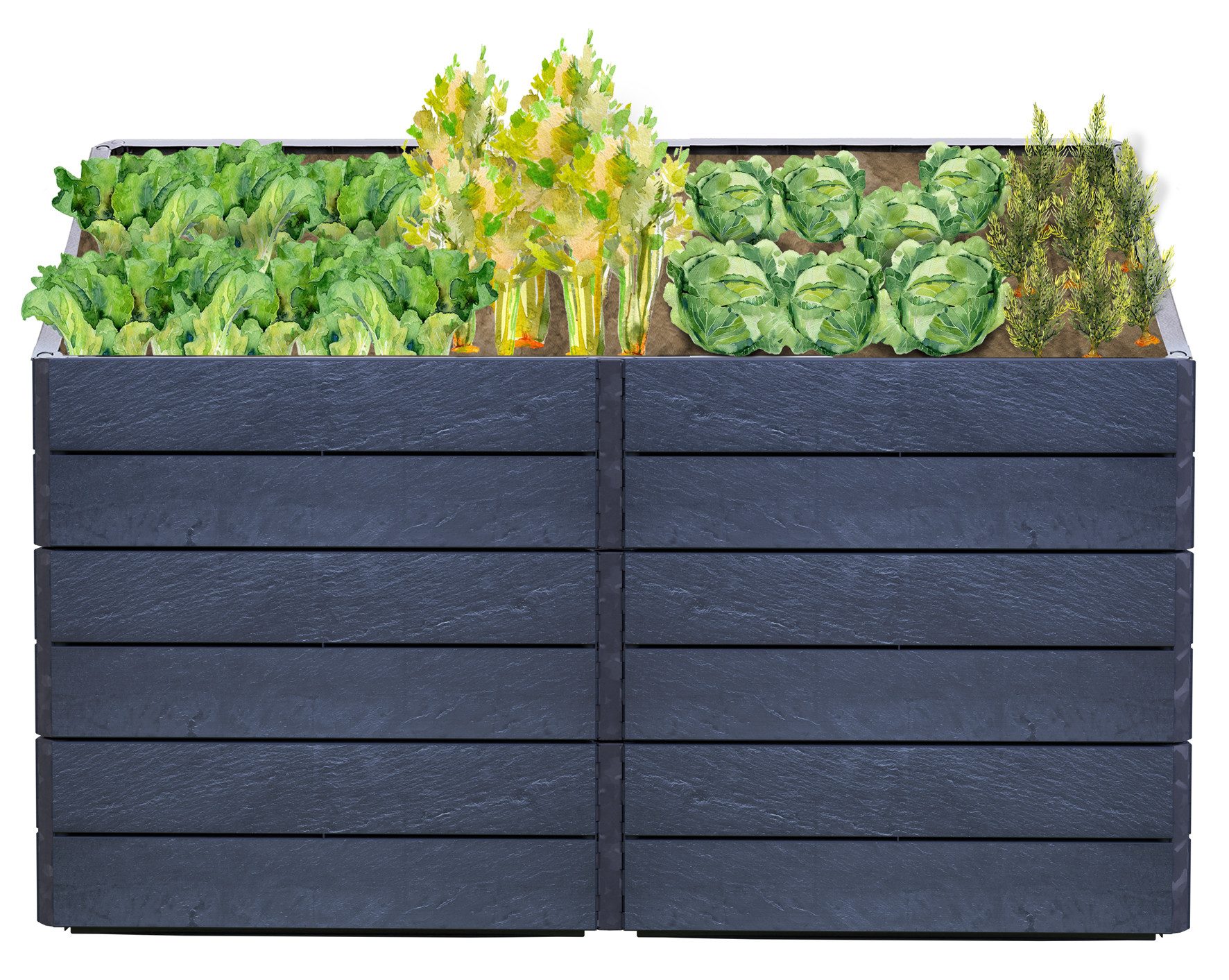 GARANTIA Hochbeet ERGO QUADRO 2 L 75 Hochbeet Stone, inkl. FLORA Wassersparsystem