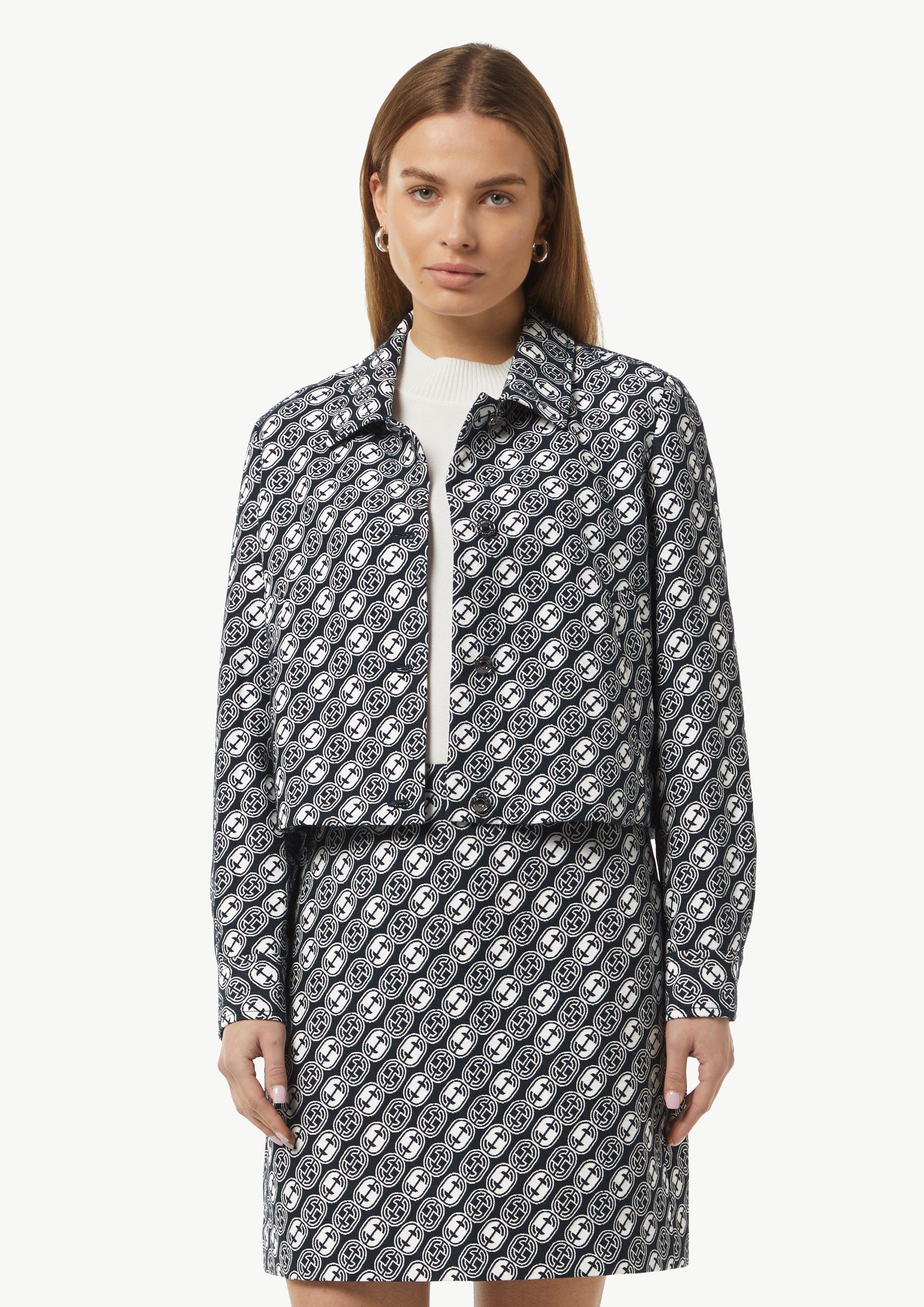 Blusenblazer Kurze Jacquard-Jacke mit Icon-Muster
