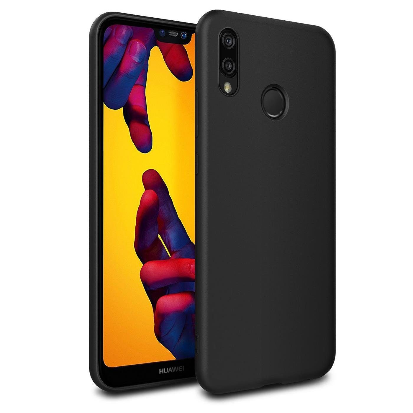 CoolGadget Handyhülle Black Series Handy Hülle für Huawei P20 Lite 5,8 Zoll, Edle Silikon Schlicht Robust Schutzhülle für Huawei P20 Lite Hülle