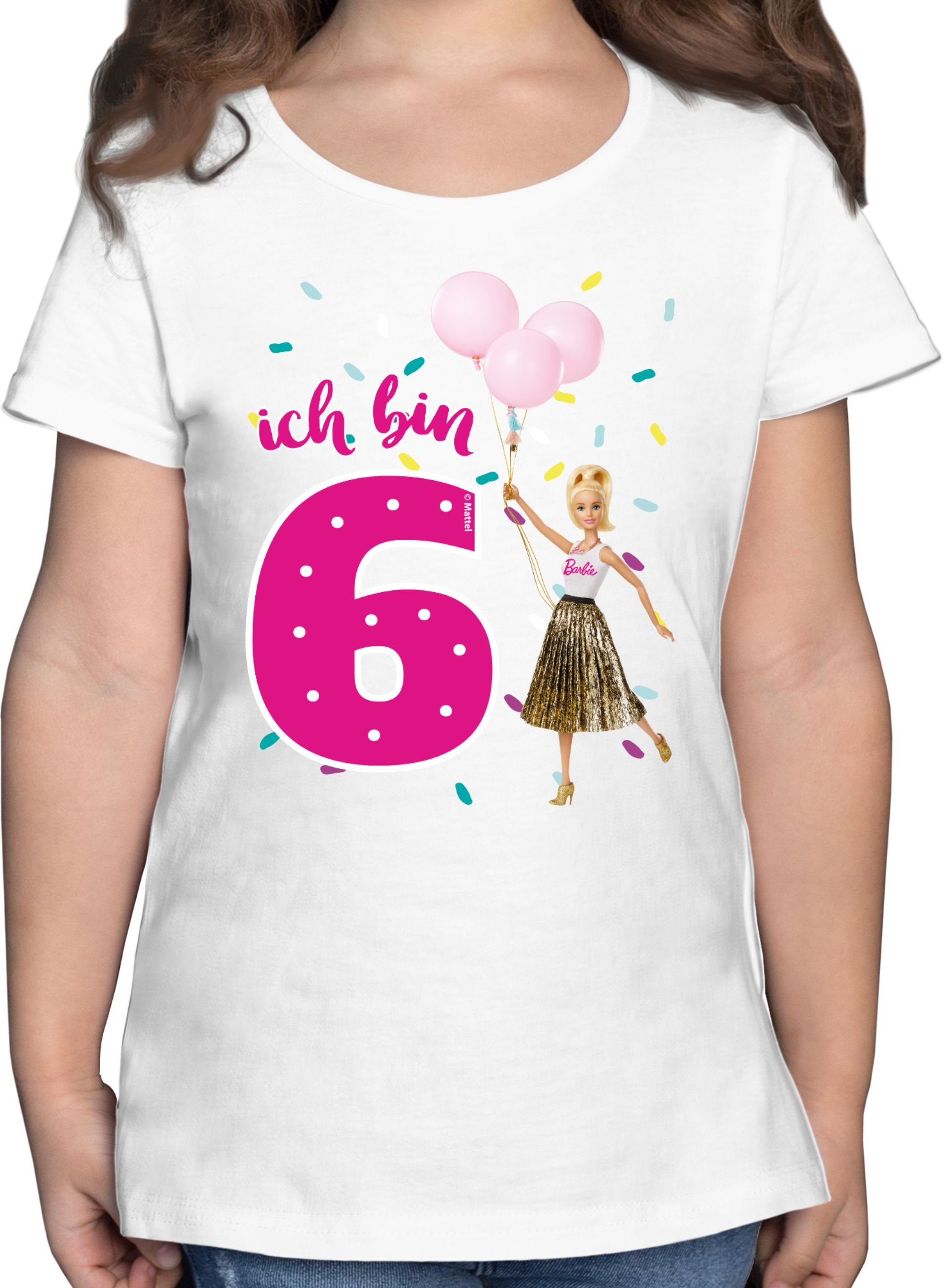 Shirtracer T-Shirt Ich bin 6 - Luftballons Barbie Mädchen 01 Weiß