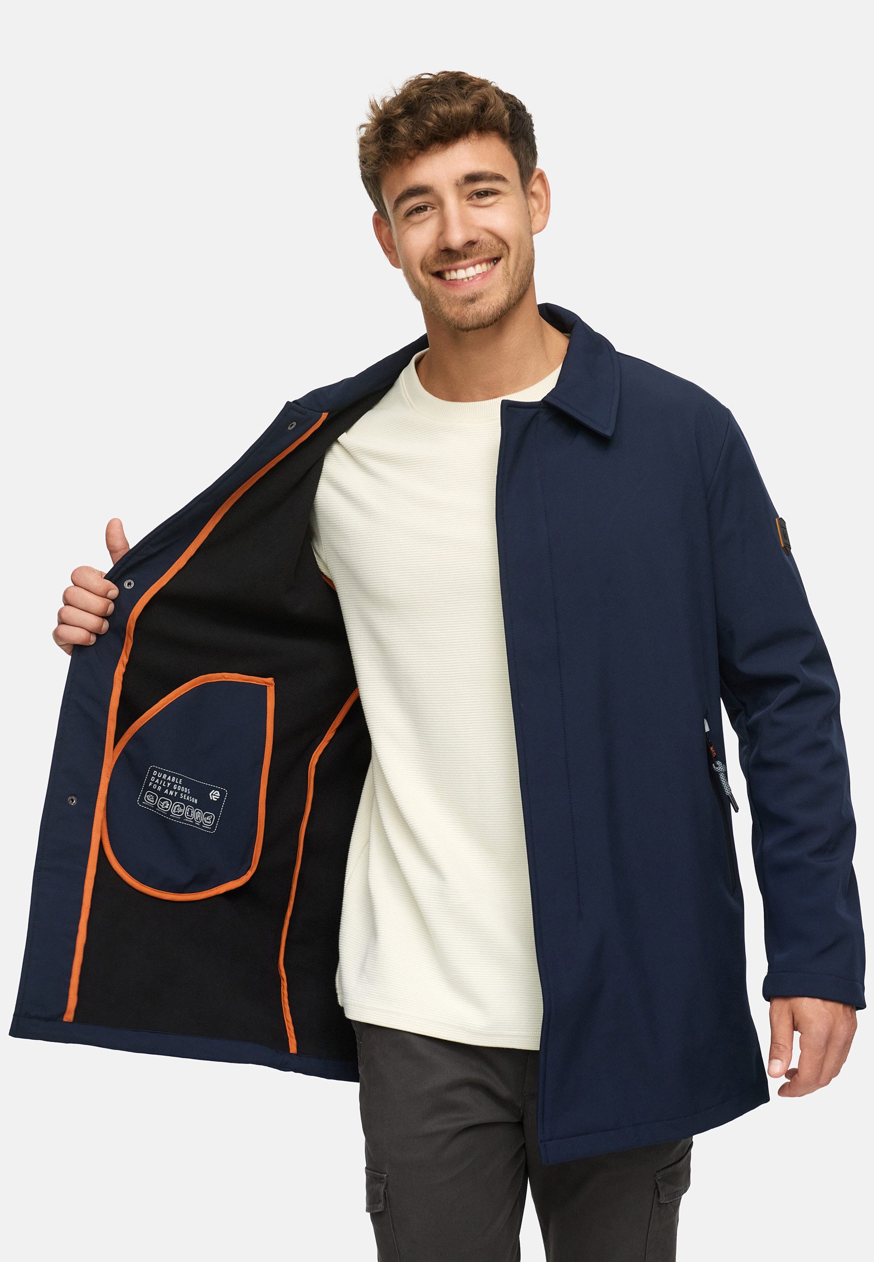 Indicode Trenchcoat Herren INRoute Softshell Mantel Herrenmantel Stylischer Herren Mantel