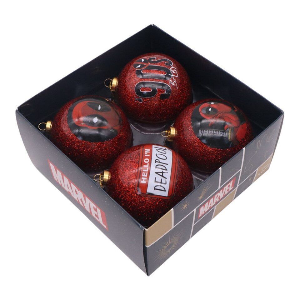 Disney Weihnachtsbaumkugel Disney Weihnachtskugeln Deadpool Marvel Christbaumschmuck (4 St), Weihnachten