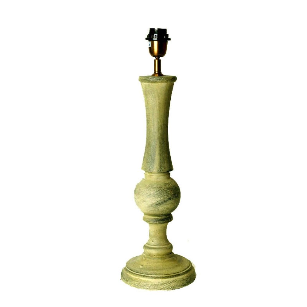 Dirk Davids Leuchten GmbH Tischleuchte Tischleuchte Holz Latina Country Antik Grün Beige Gewischt Höhe 55cm