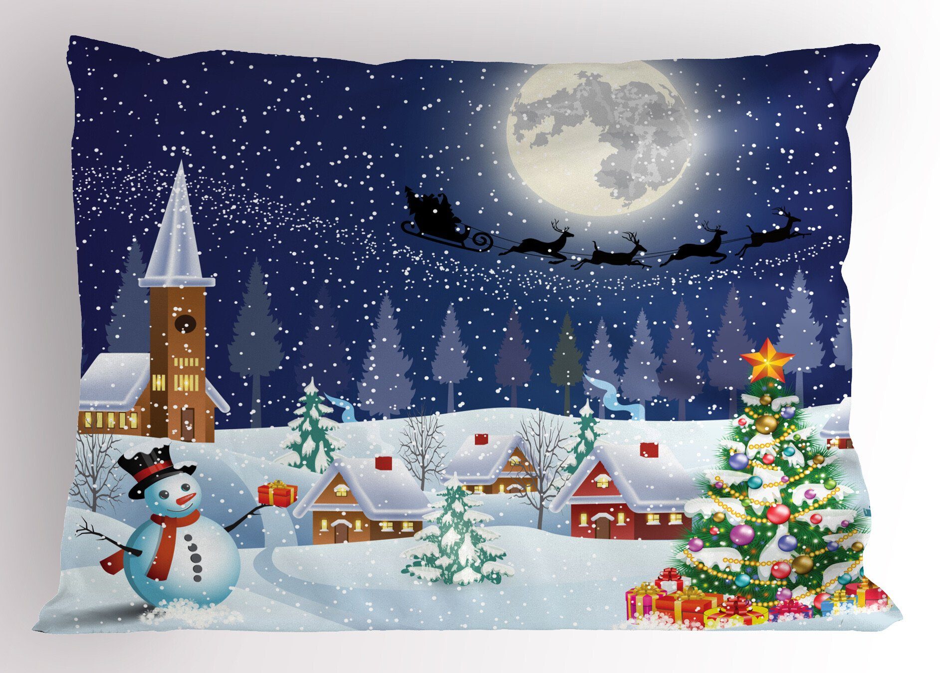 Size King Kissenbezüge Kissenbezug, Winterlandschaft Standard Weihnachten Stück), Gedruckter (1 Dekorativer Abakuhaus
