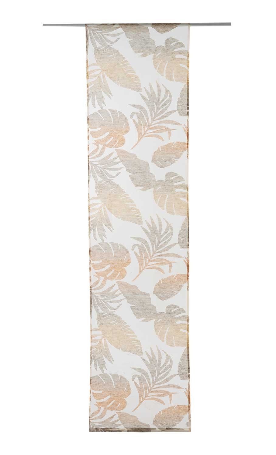 Vorhang, Flächenvorhang, cm, (1 Kupferfarben, St), 60 Creme, Home4You, x 245 L B Blättermotiv