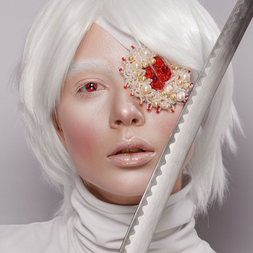 aricona Motivlinsen Farbige Sharingan Mangekyou Kontaktlinsen Cosplay Naruto Kakashi Anime, ohne Stärke, 2 Stück