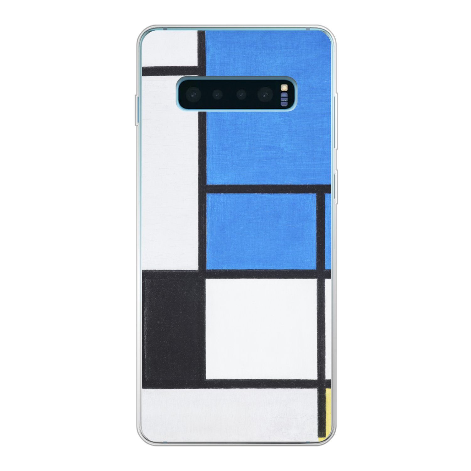 MuchoWow Handyhülle für Samsung Galaxy S10 Plus Komposition mit Blau, Rot, Schwarz, Gelb u, Phone Case, Silikon, Schutzhülle Dünn