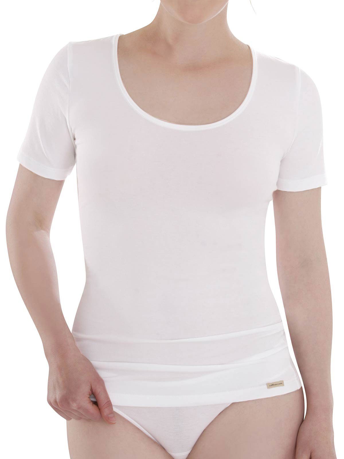 2er (Stück, Pack COMAZO Damen Vegan grau-melange-weiss Unterhemd 2-St) Baumwoll Shirt Unterhemd