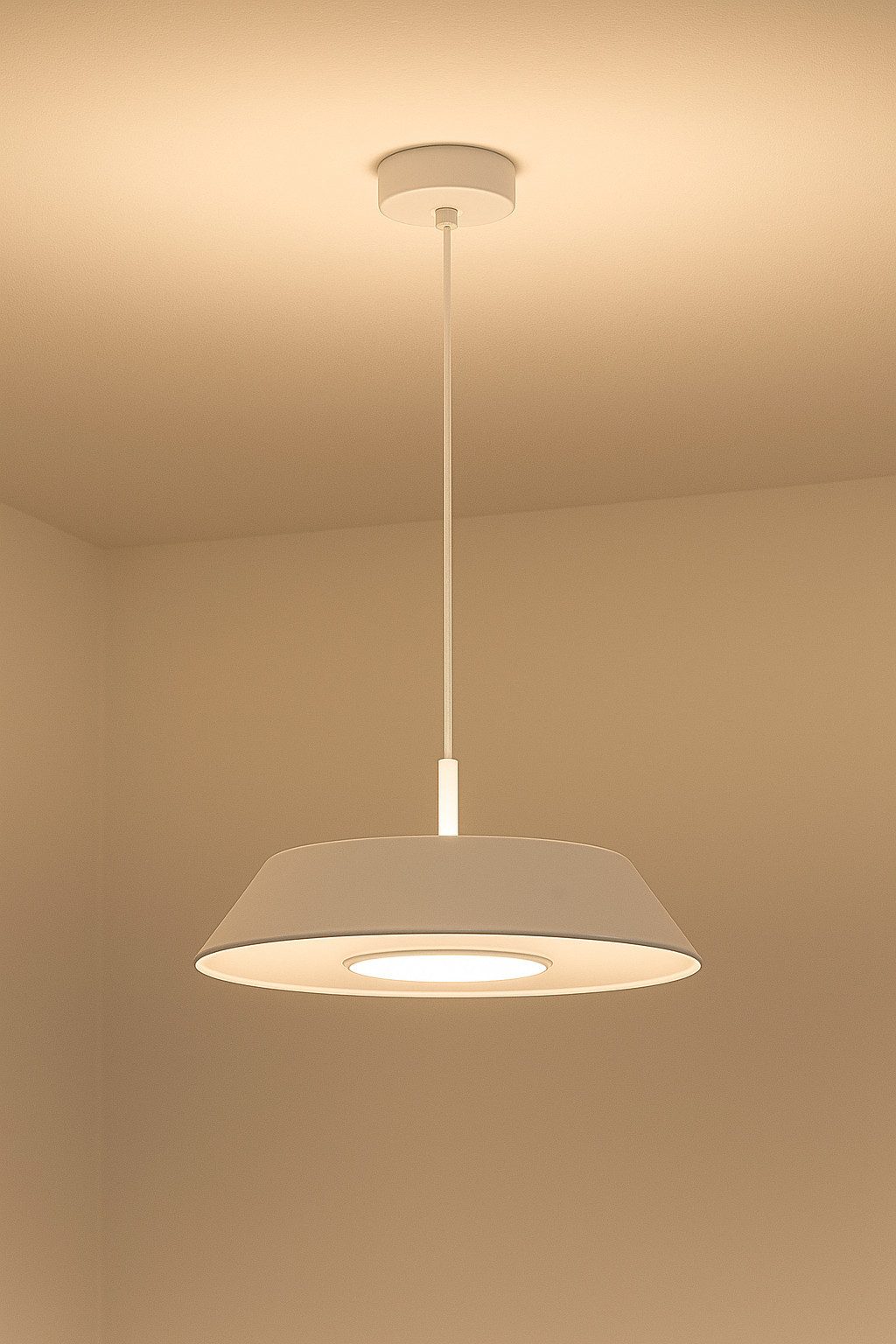EGLO LED Pendelleuchte CARMAZANA Hängeleuchte weiss rund metall LED 17W Ø 45cm dimmbar, LED wechselbar, Warmweiß, dimmbar