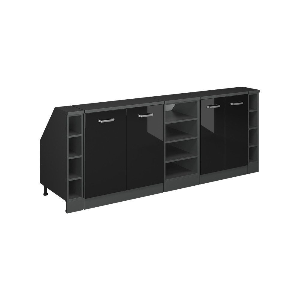 Vicco Kommode Rion, Schwarz Hochglanz/Anthrazit, 210 cm 5er Set Schrankkorpuss 60... (5 St)