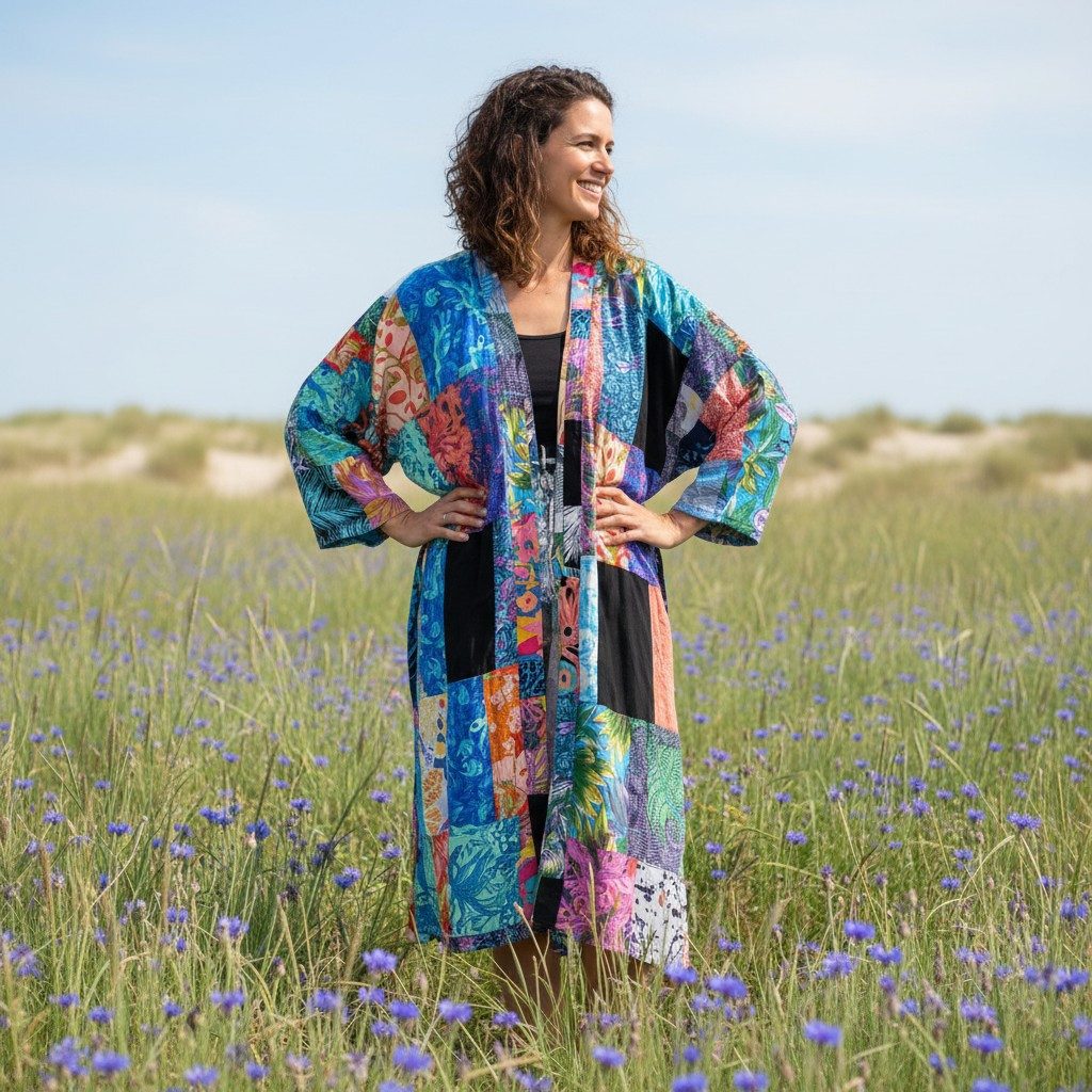 Guru-Shop Kimono Individueller Patchwork Sommer Kimono aus Batik.., alterna günstig online kaufen