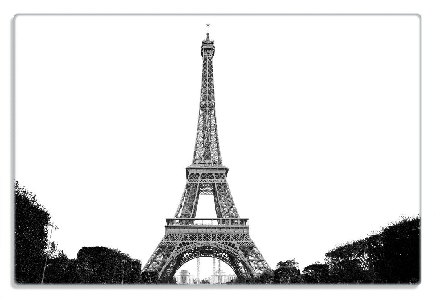 Wallario Frühstücksbrett Eiffelturm in Paris - schwarz weiß, (inkl. rutschfester Gummifüße 4mm, 1-St), 20x30cm