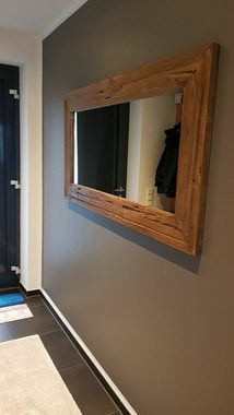 Couchcenter Garderobenspiegel Wandspiegel Erosie 150 cm x 80 cm Teak Holz Massiv Spiegel