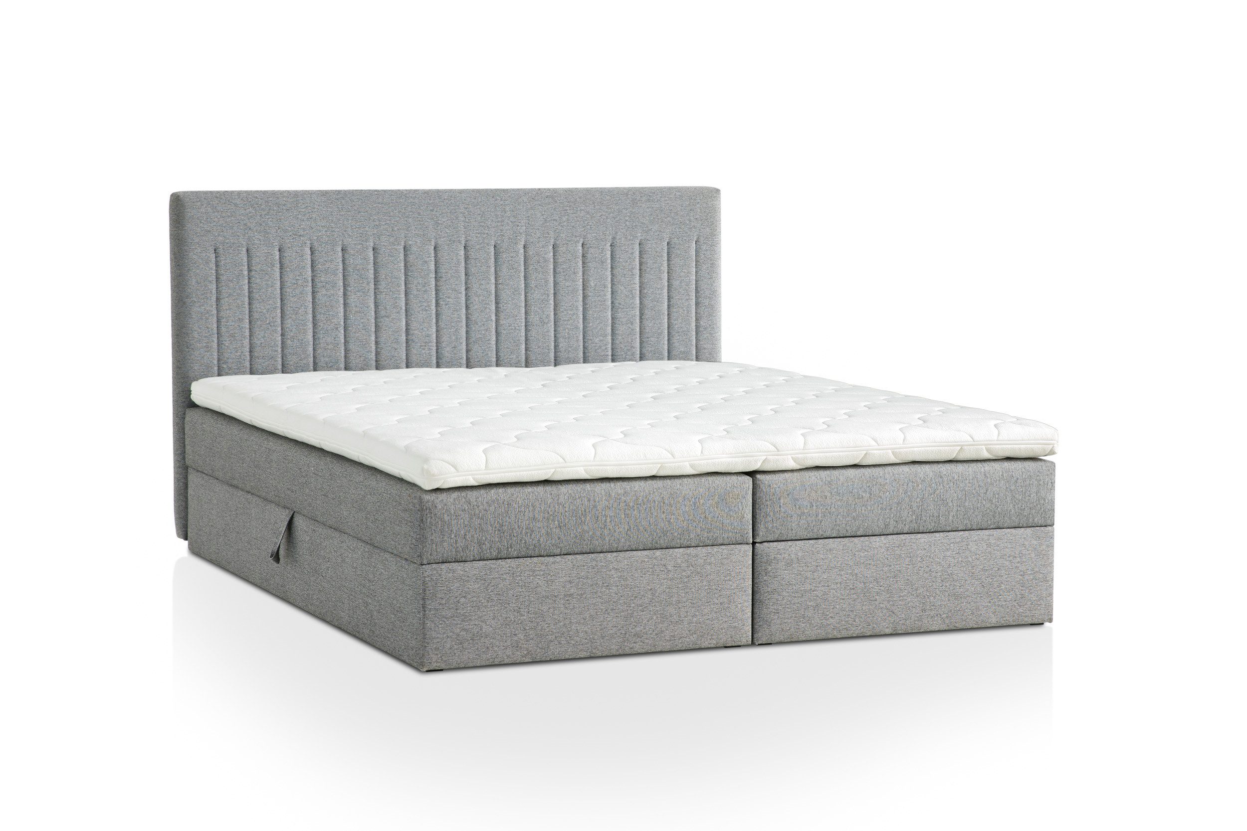 XDREAM Boxbett Neapel, Doppelbett in 140x200 cm und 180x200 cm, Härtegrad 3, Boxspringbett inkl. zwei Bettkästen, Matratzen, Topper und Kopfteil