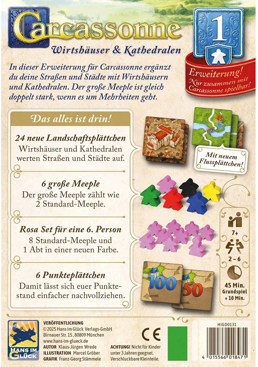 Hans im Glück Spiel Carcassonne 1. Erweiterung Wirtshäuser und Kathedralen HIGD0131