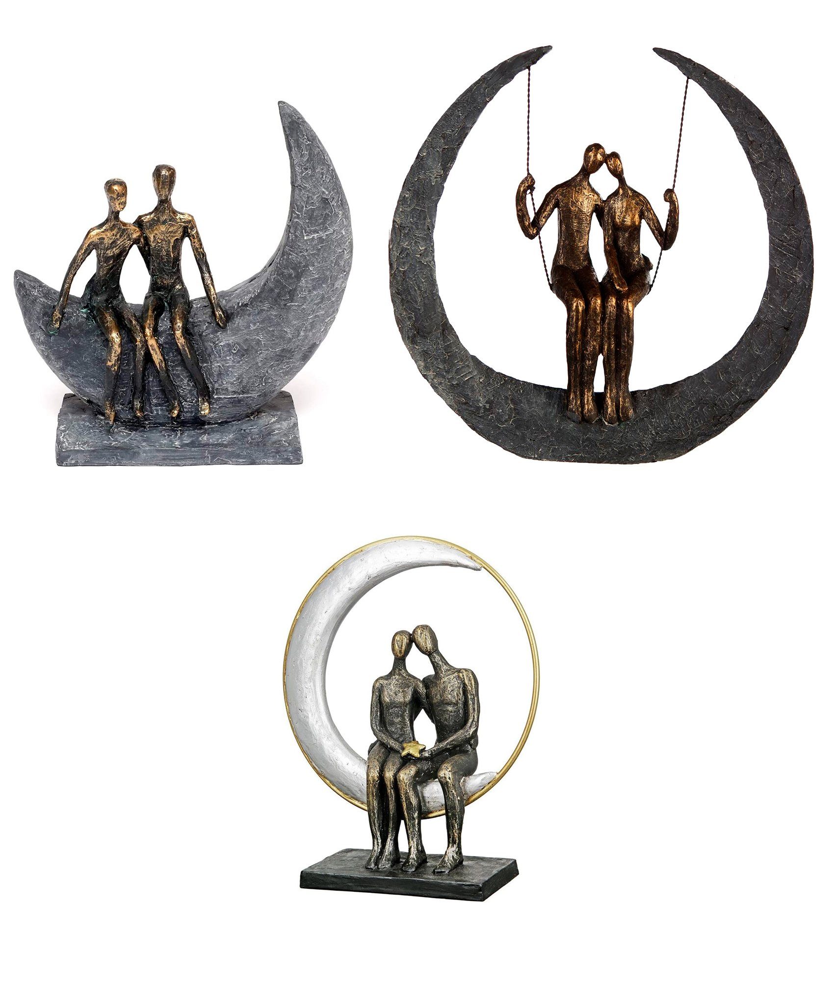 Brillibrum Skulptur Skulptur Mond Statue Figur Schaukel Moon Polyresin Bronze Liebespaar