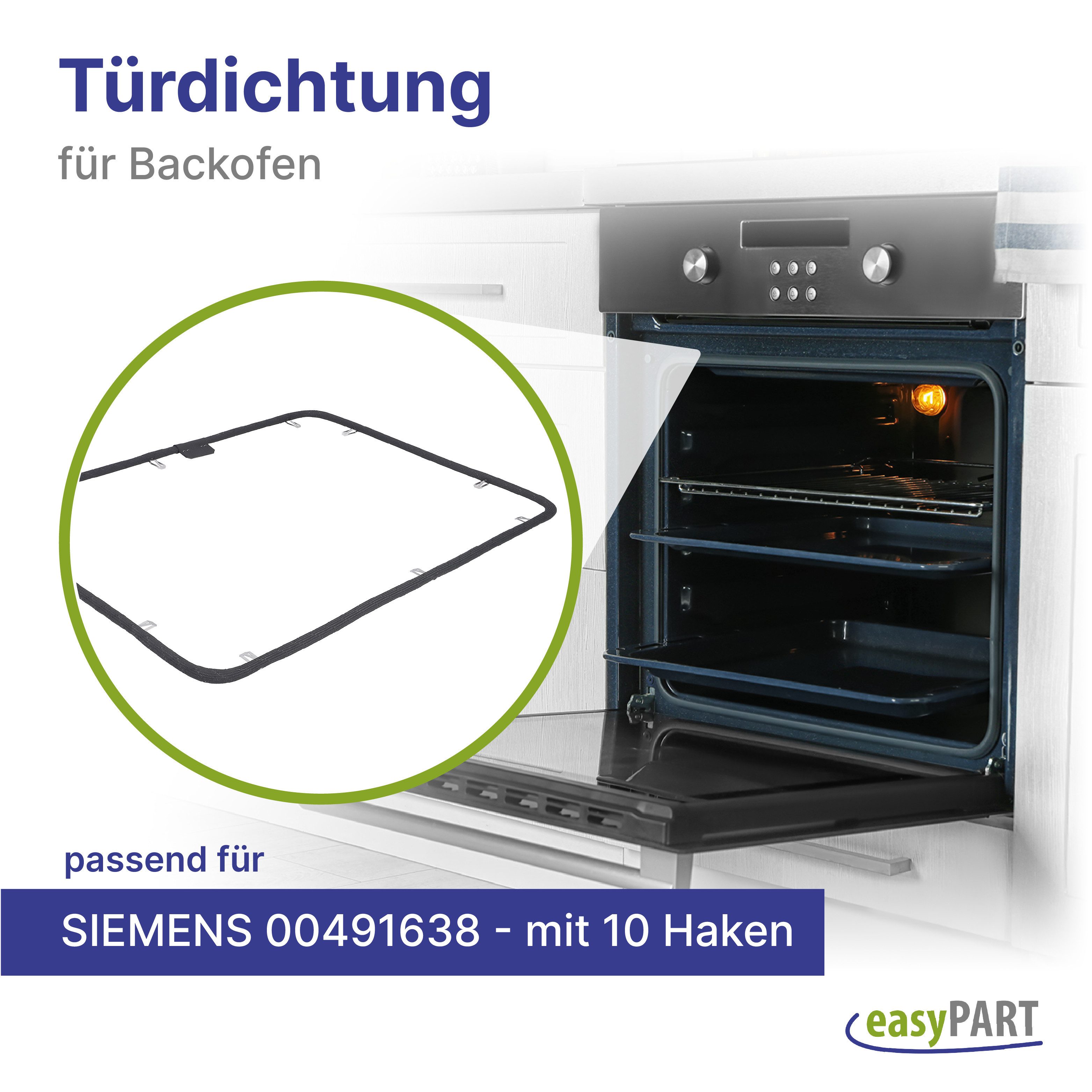 easyPART Backofendichtung wie BOSCH 00491638 BOSCH 00491638 Türdichtung, Backofen / Herd