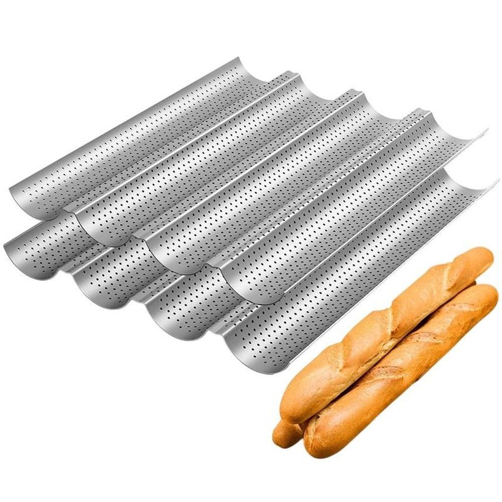 Baguetteblech Baguettebackform antihaft 4 Wellen Carbonstahl perforiert DE.