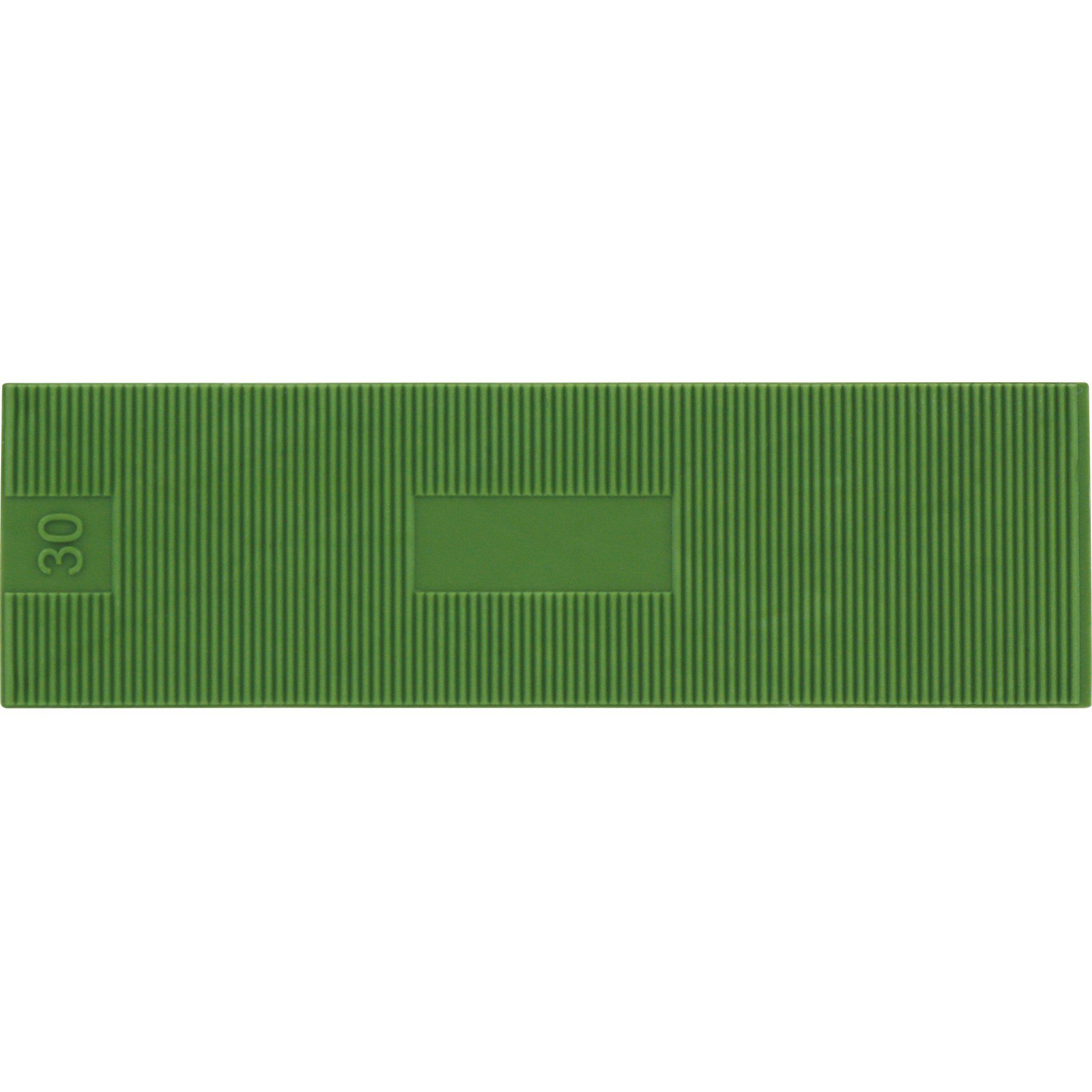 Triuso Verlegekeil PP Verglasungsklötze Montagekeile Unterlegplättchen 100 x 30mm grün, (30 Stück), hohe Tragfähigkeit - Druckfestigkeit 80 n/mm²