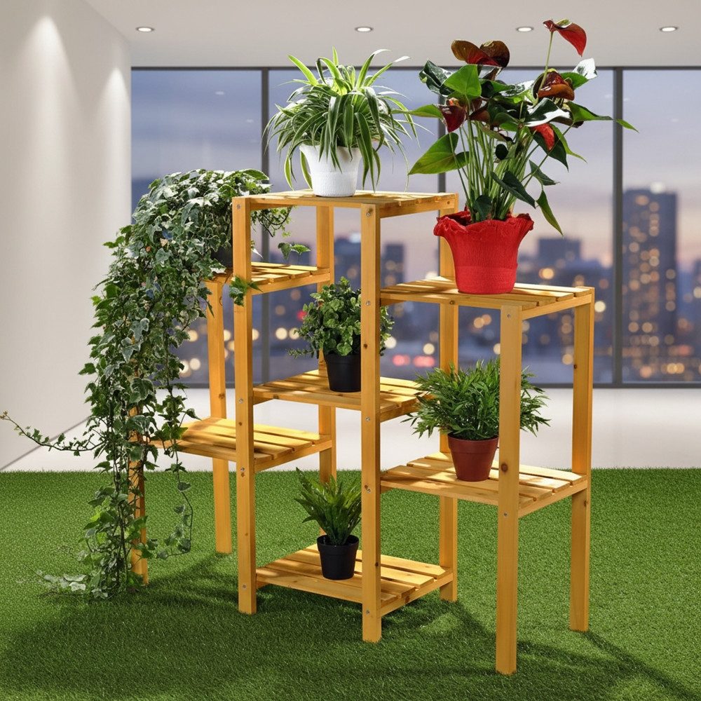 Melko Blumenständer Blumenpodest Blumenregal Blumentreppe Holz ver. Farben Pflanzregal (Stück), Klassische Konstruktion