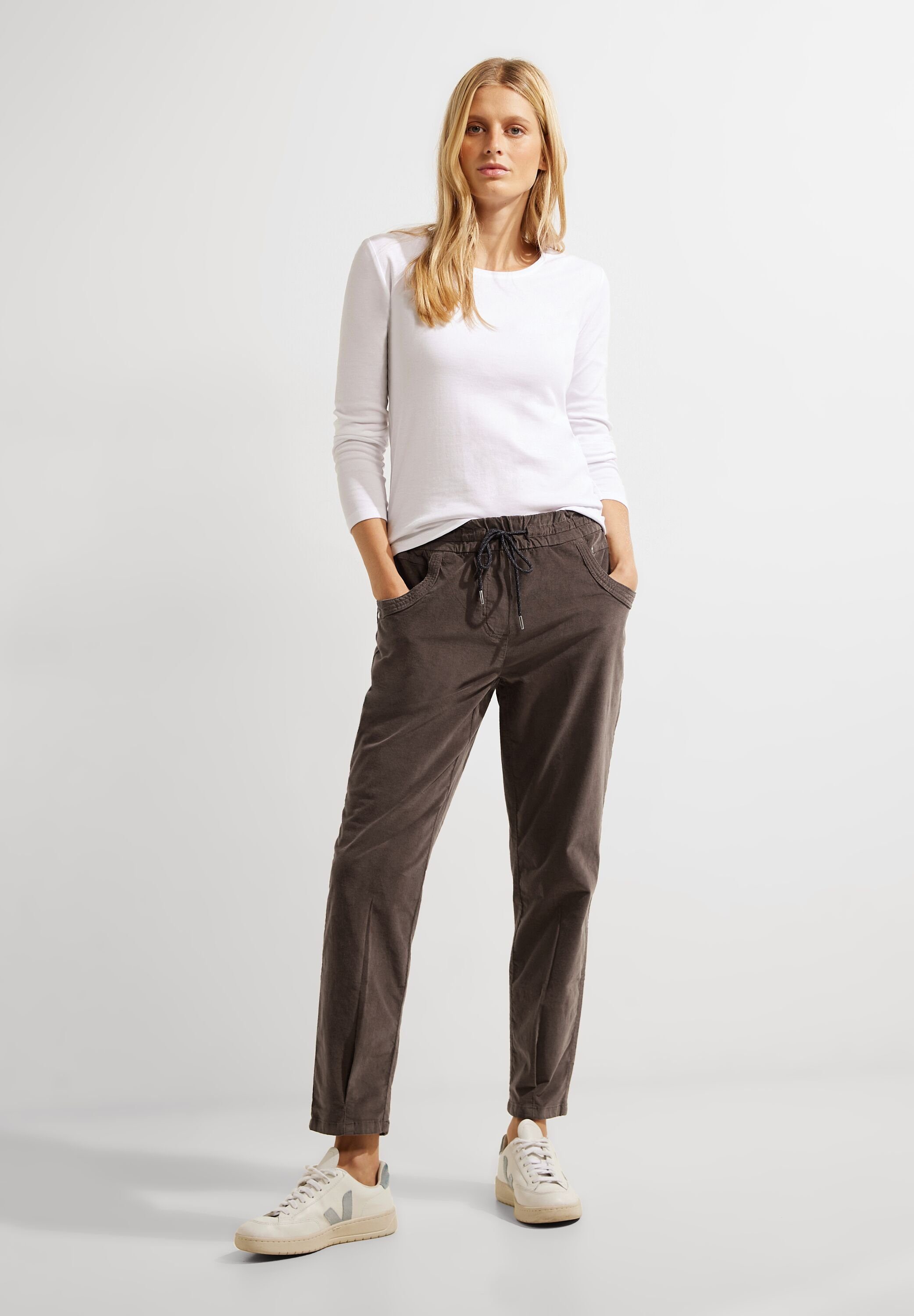 Cecil Cordhose Middle Waist taupe sporty