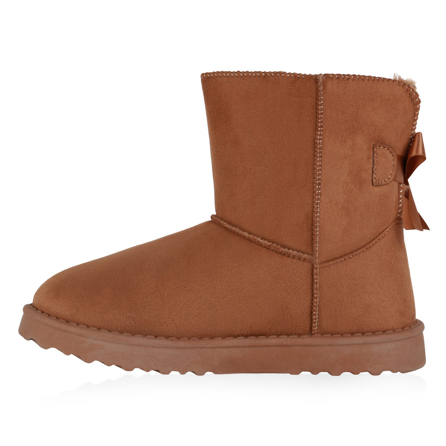 VAN HILL 824965 Schlupfboots Damen Stiefeletten Schlupfstiefel Warm Gefütterte Stiefel Schleife