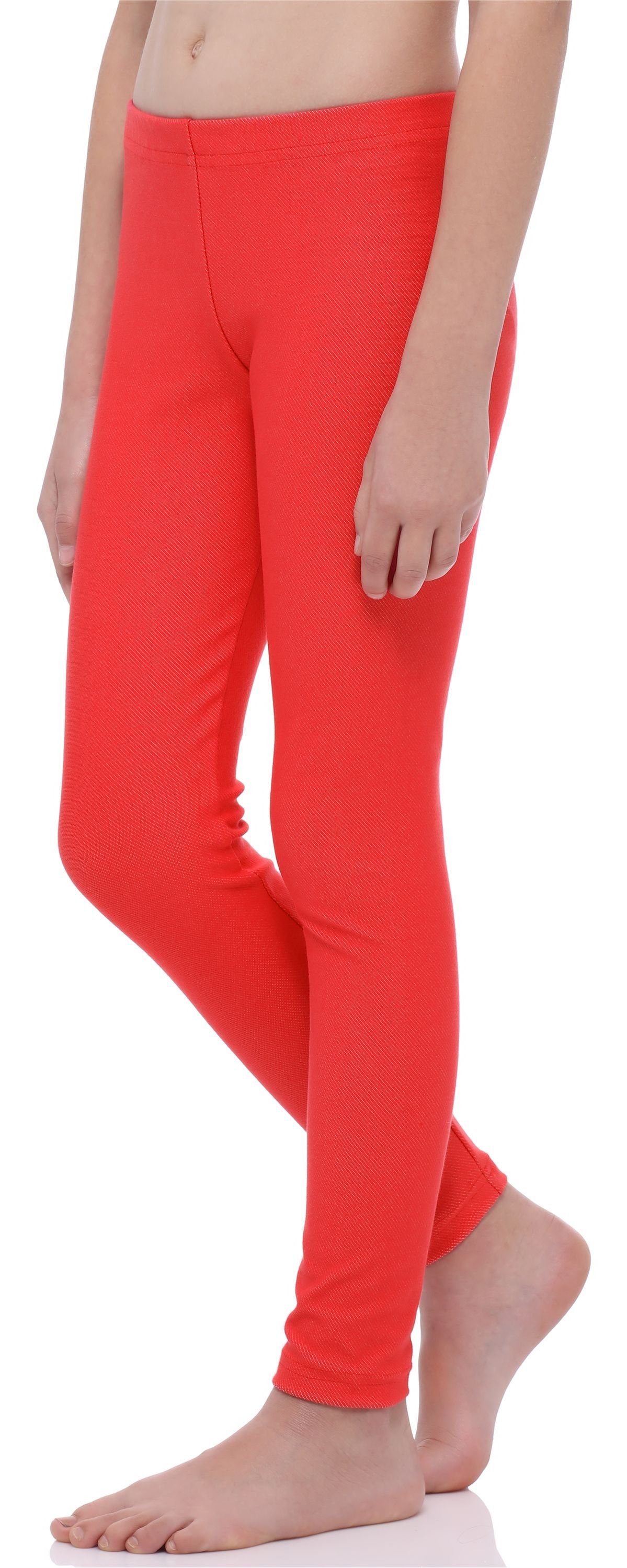 Rot Bund Style Leggings Leggings elastischer Lange Mädchen MS10-251 aus (1-tlg) Merry Baumwolle