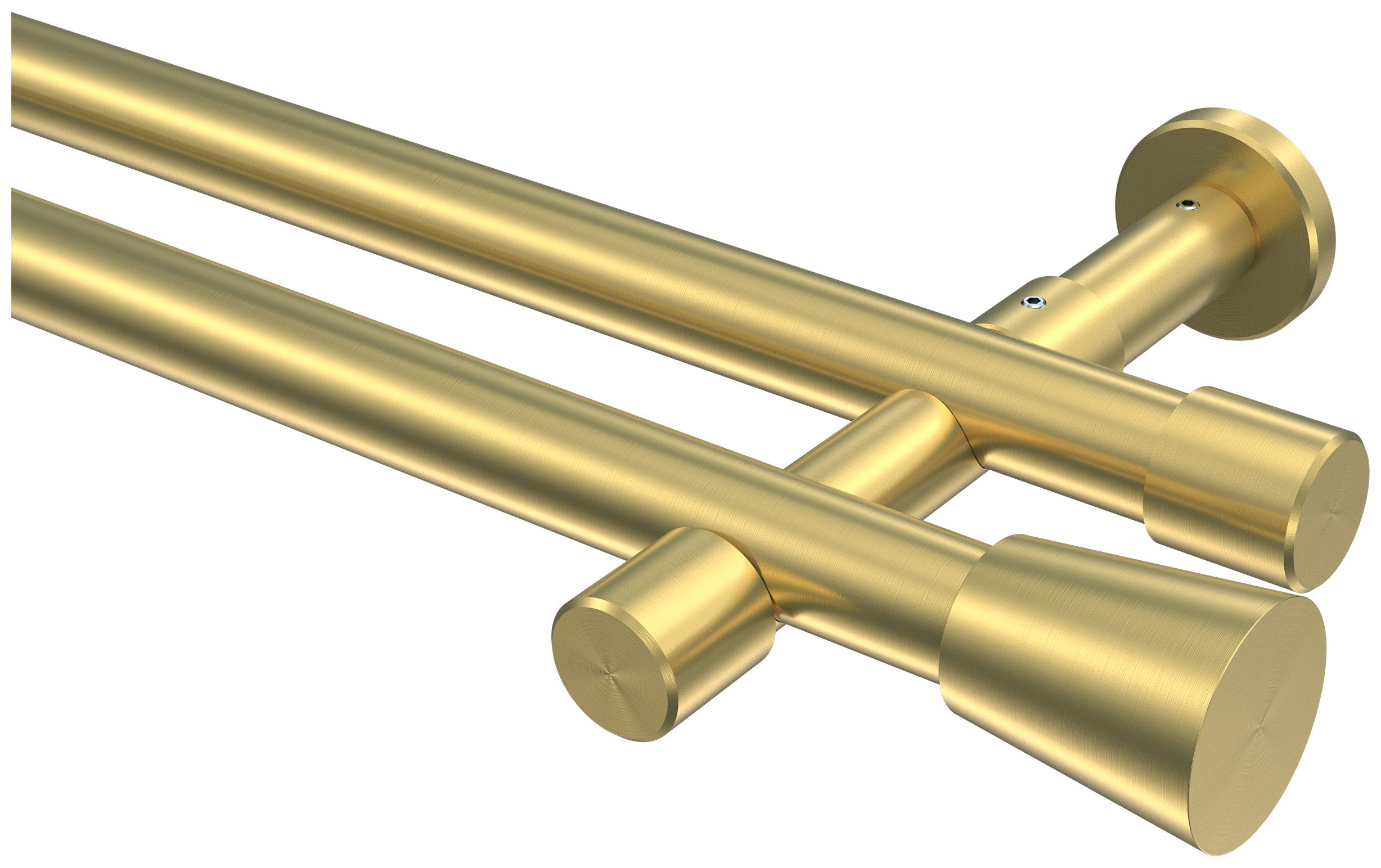 INTERDECO Gardinenstange Prestige Sitra, Ø 20 mm, 2-läufig, Fixmaß, kürzbar, Wandmontage, Metall, Messing-Optik