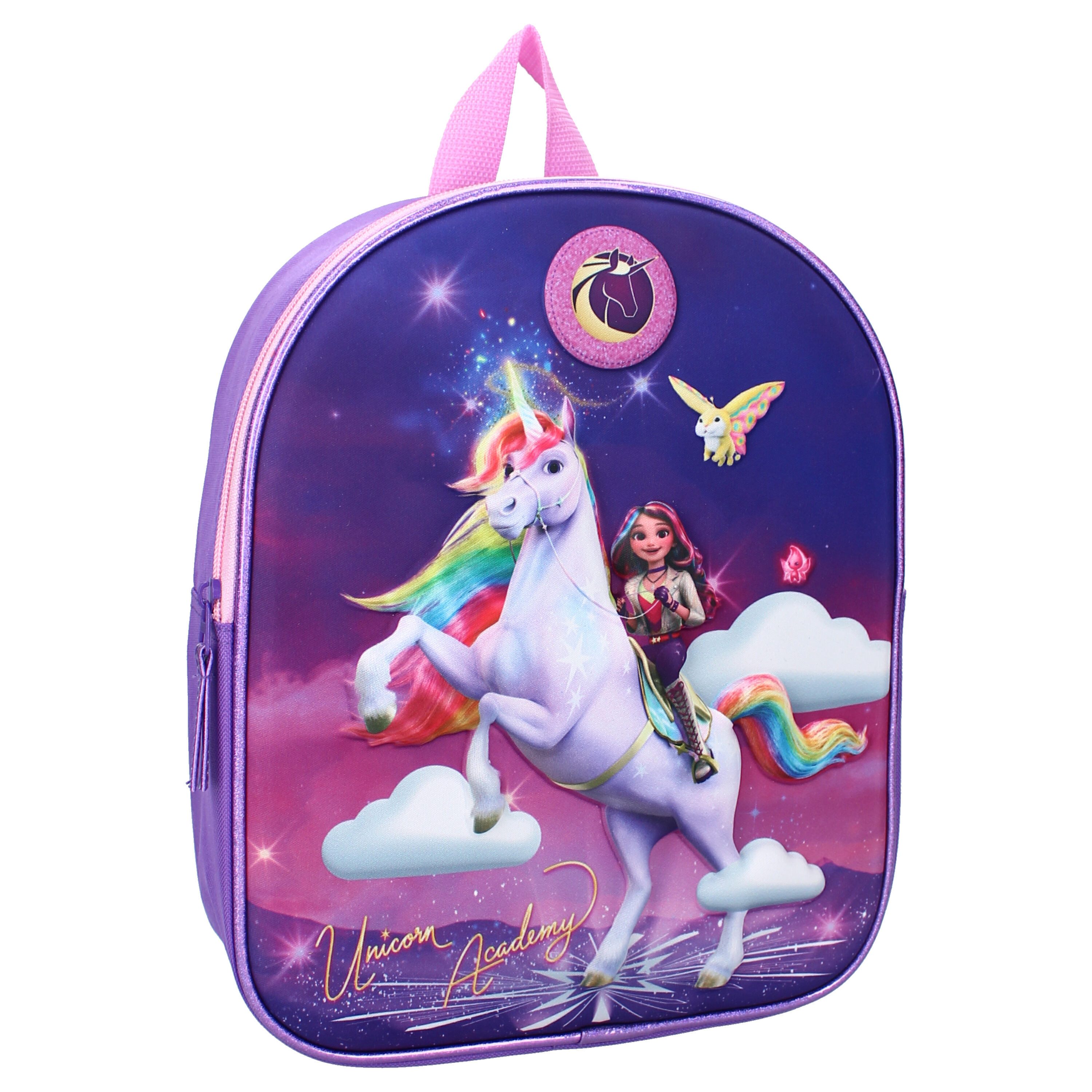 Unicorn Academy Kinderrucksack 3D-Rucksack mit verstellbaren Gurten für Mädchen