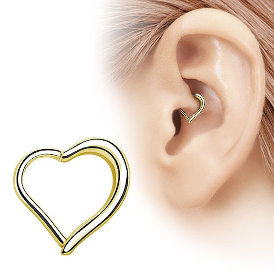 Taffstyle Nasenpiercing Ohrpiercing Herz Septum Tragus Helix Daith Rook Piercing Clicker, Scharnier Piercing Ring Augenbraue Nase Lippe Nasenring Nasenpiercing
