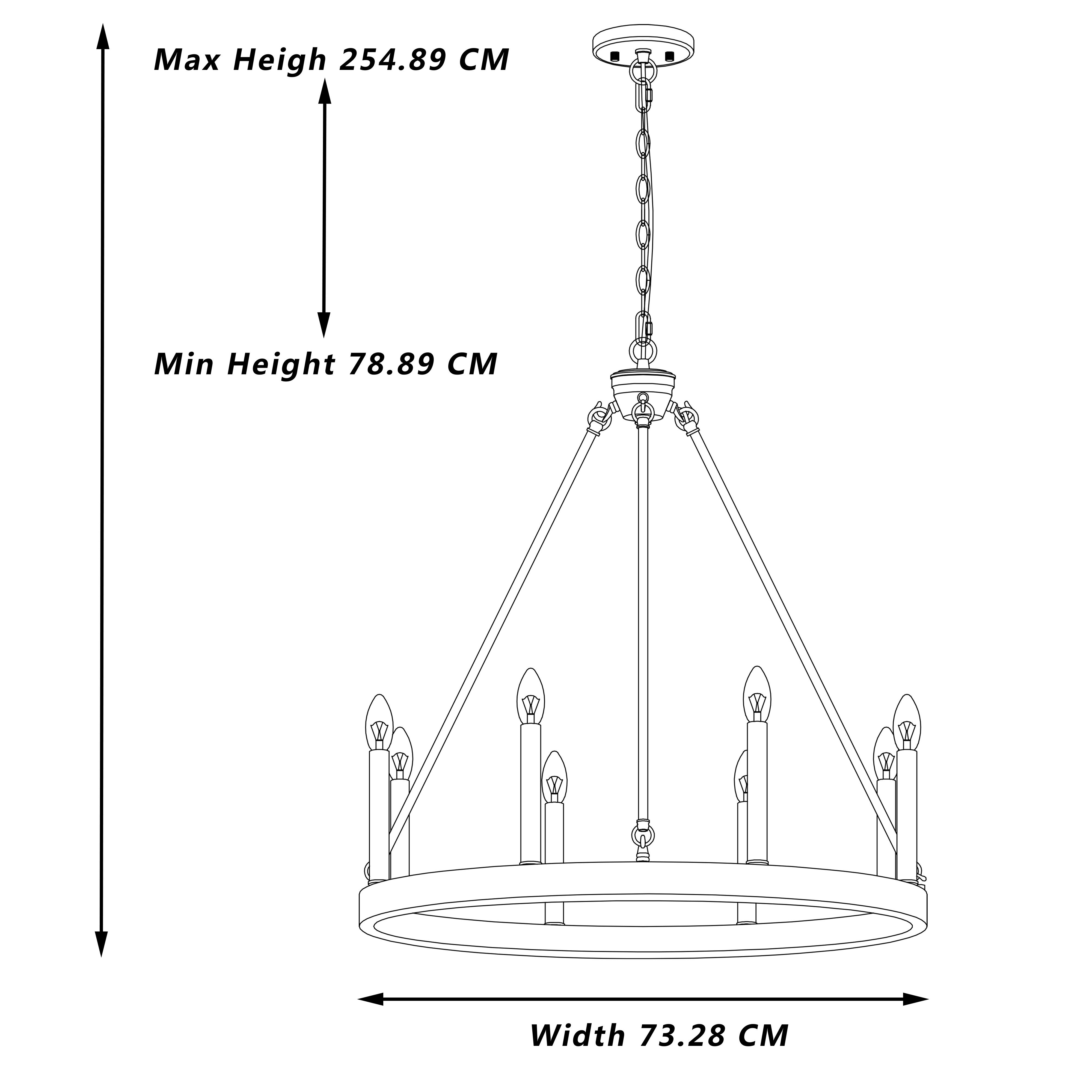 MLT&RIDDLE Kronleuchter Eleganter Wagenrad-Kronleuchter mit 8 Kerzen, ohne Leuchtmittel, ceiling lamp, E14 Light Bulb, Dimmbar – Bild 5 von 5