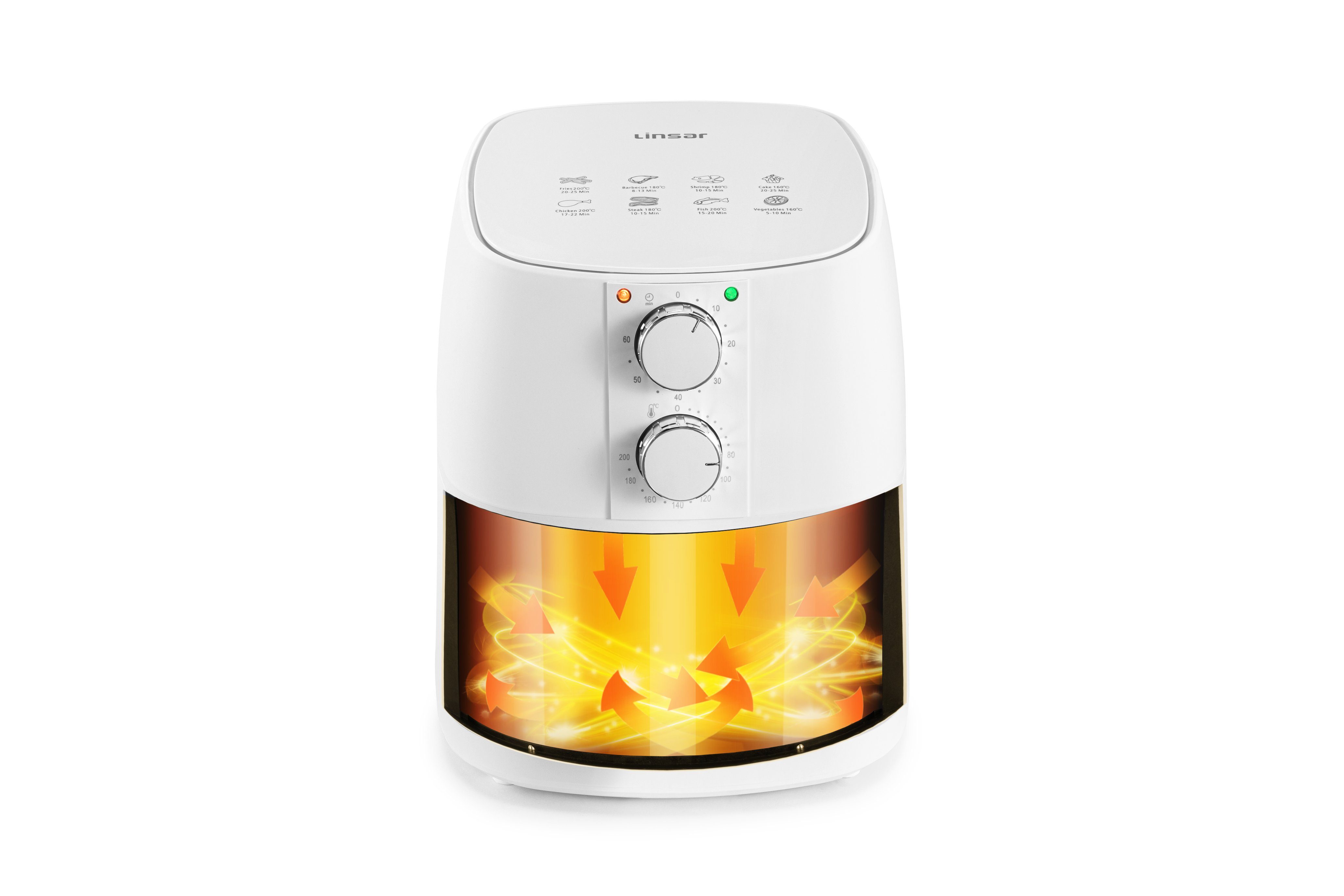 Linsar Heißluftfritteuse, 1400,00 W, einfache manuelle Bedienung über 2 Drehregler
