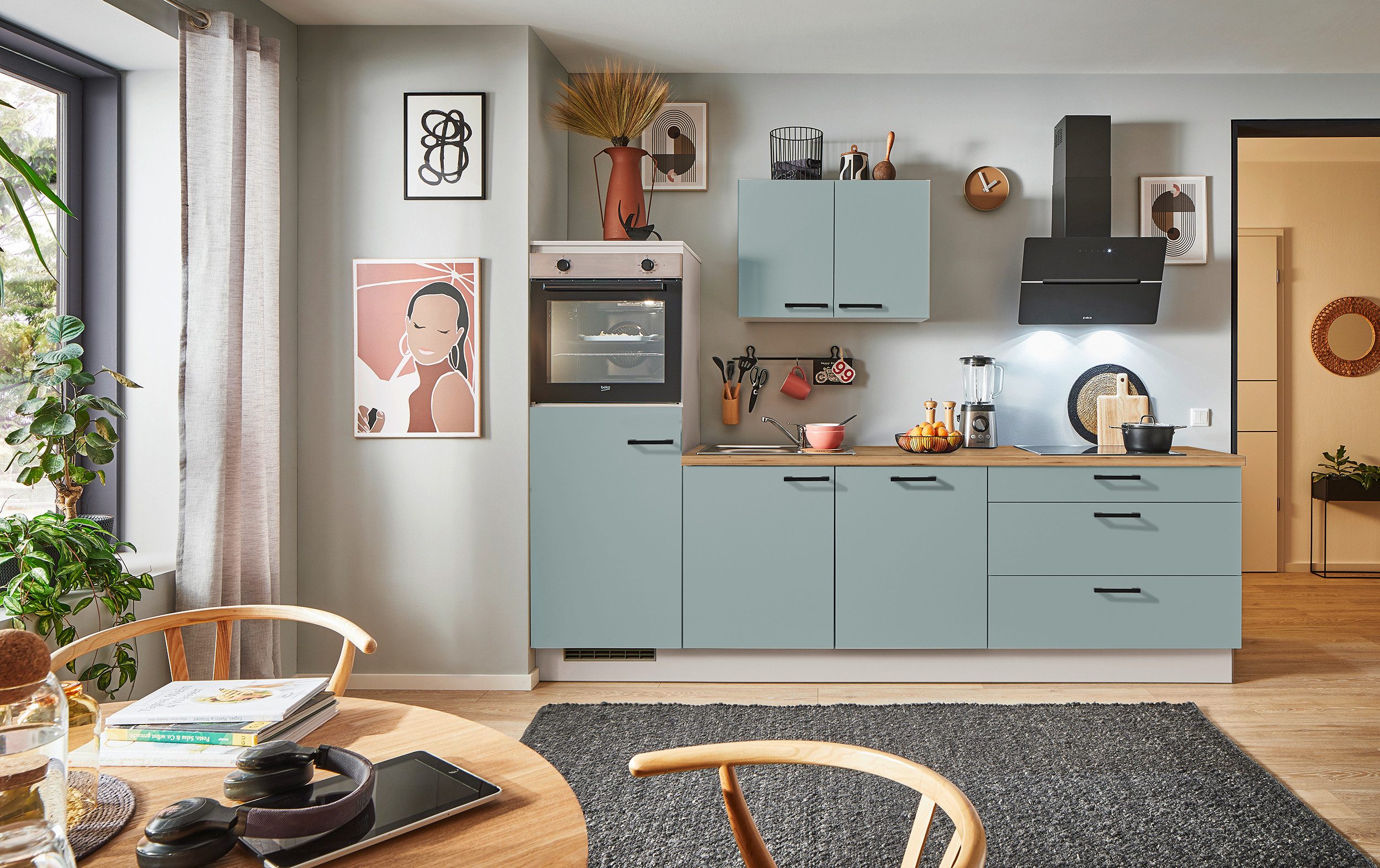 pino Küchenzeile Helsinki, individuell anpassbar, gratis Küchenplanung mit Profis, (Breite 250cm), vormontiert, wahlw. mit E-Geräten, Preis inkl. Lieferung