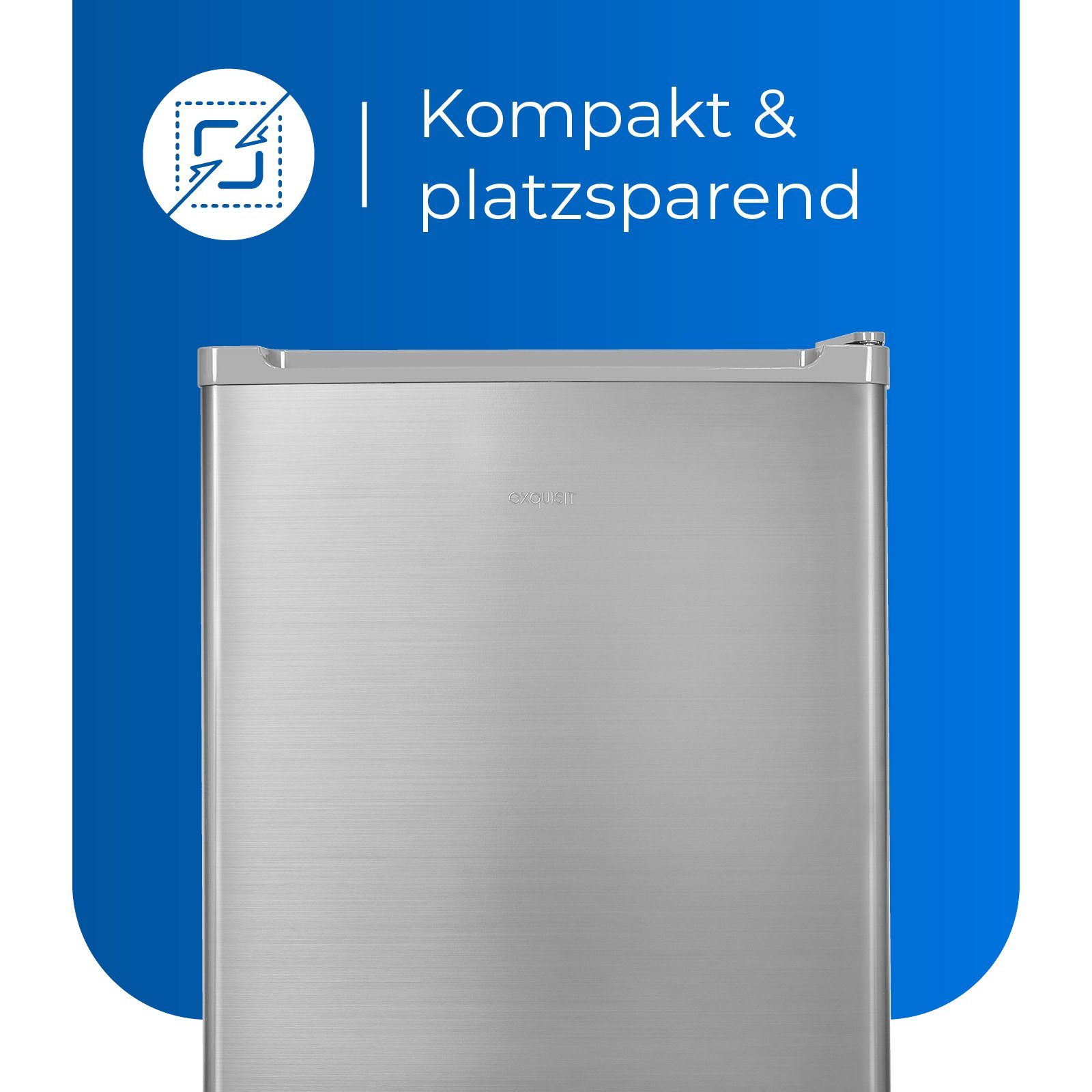 exquisit Table Farben Kühlschrank KB05-V-040E, Top in Inoxlook kompakter verschiedenen Mini-Kühlschrank