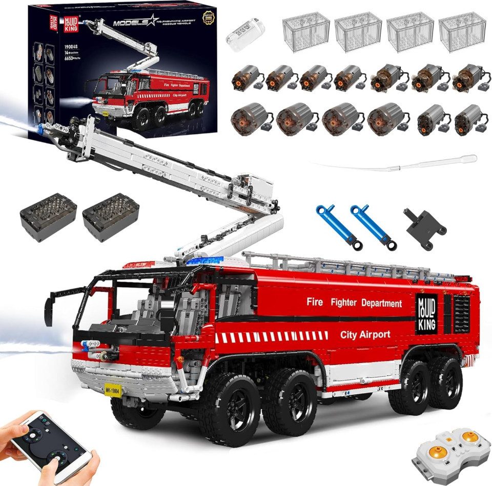 Mould King Mould King 19004S Feuerwehr Flughafen Rettungswagen 6.653 Teile Konstruktions-Spielset, (6653 St)