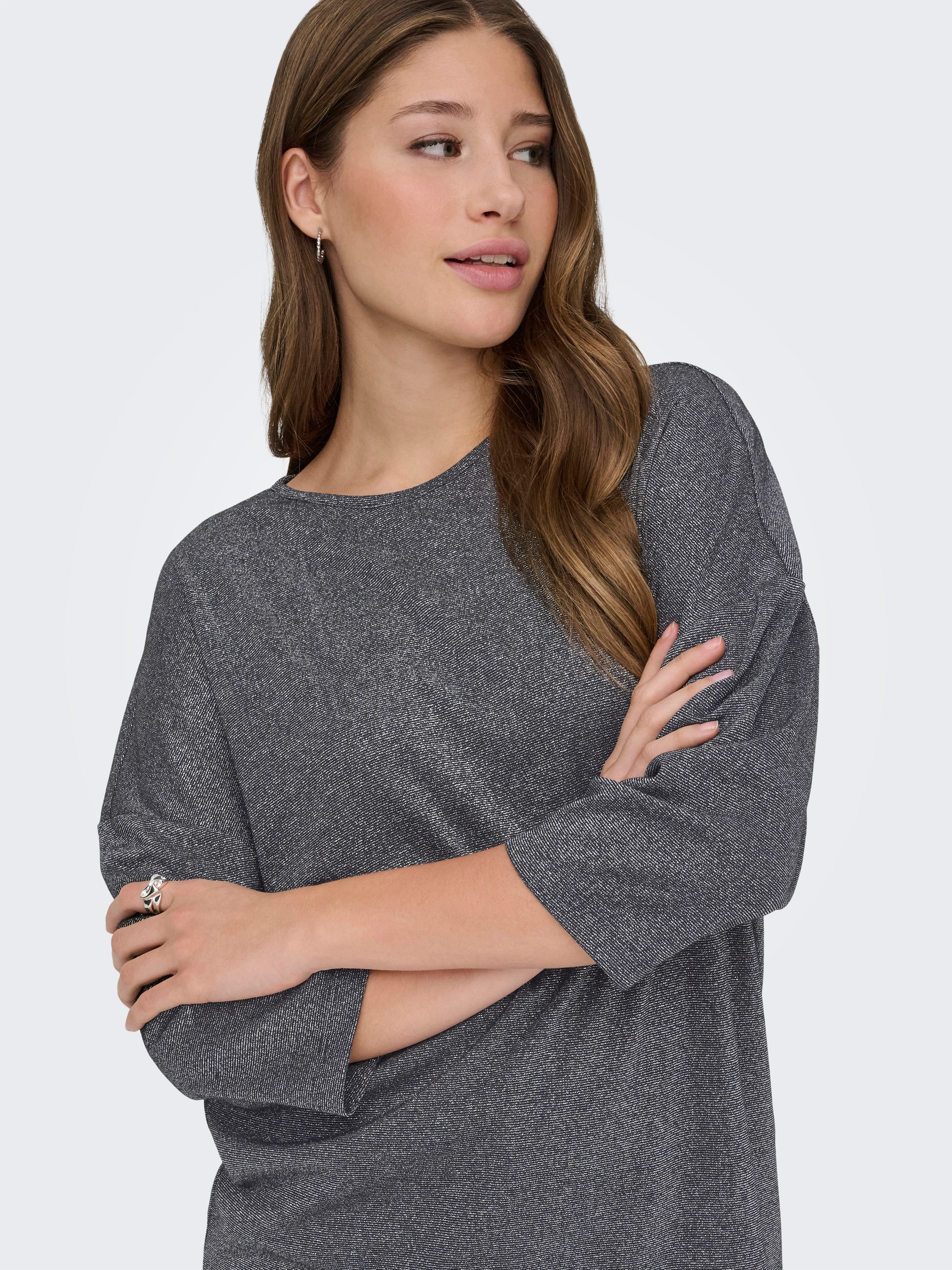 ONLY 3/4-Arm-Shirt ONLSILVERY GLAMOUR LUREX 3/4 TOP JRS mit Glitzer-Effekt – Bild 3 von 5