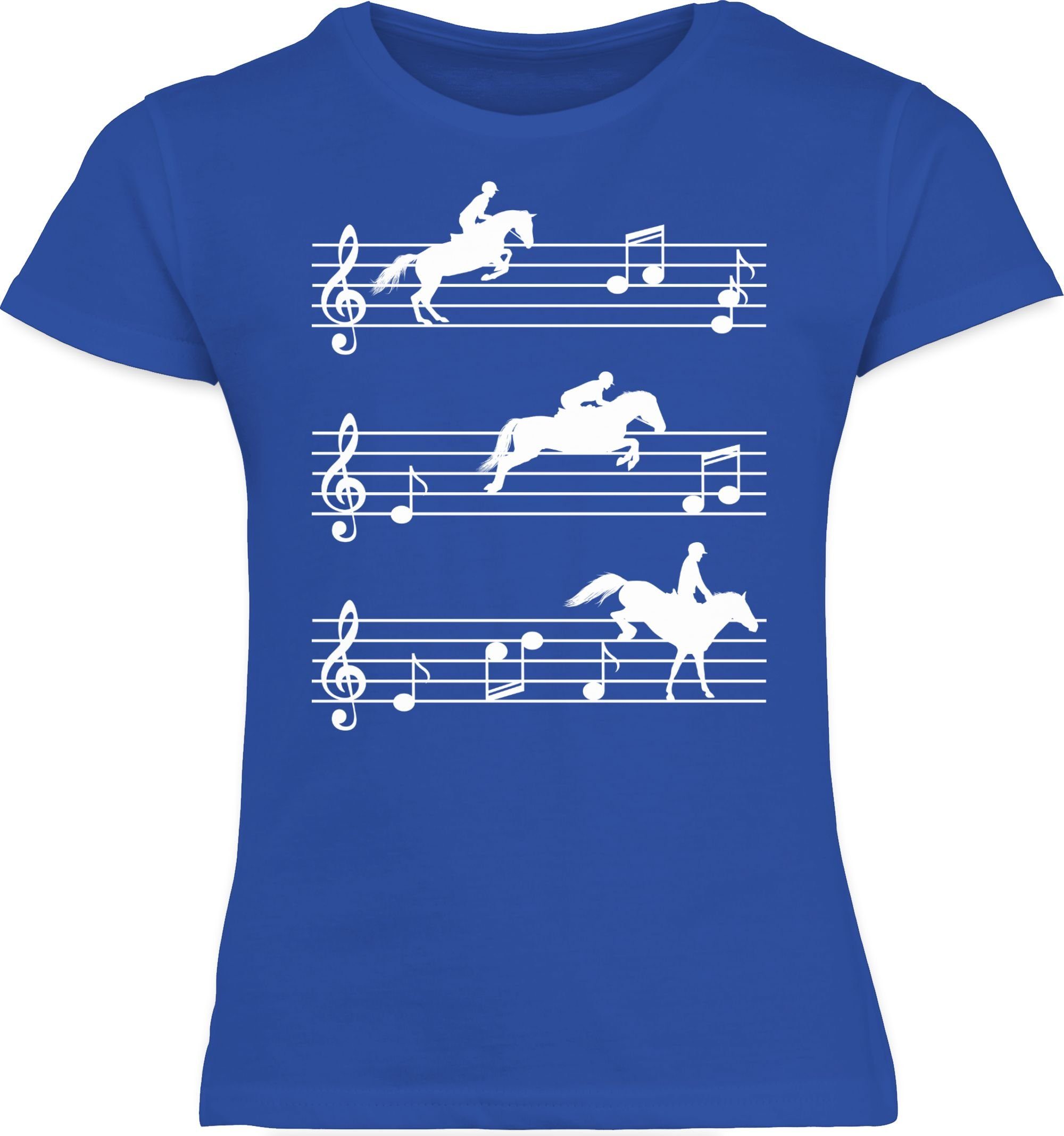 Musiknoten - Shirtracer T-Shirt Pferd Pferde auf 3 weiß Royalblau