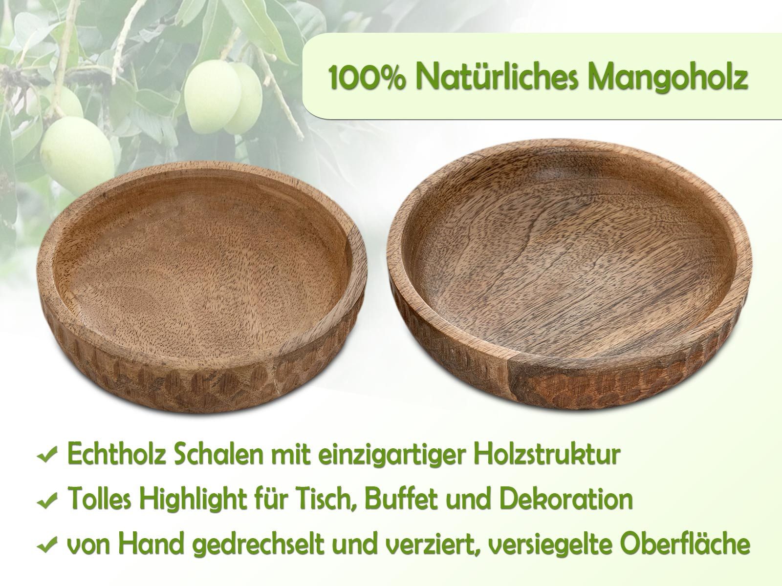 Amagohome Dekoschale Holzschale 2er Set ø15/17cm günstig online kaufen