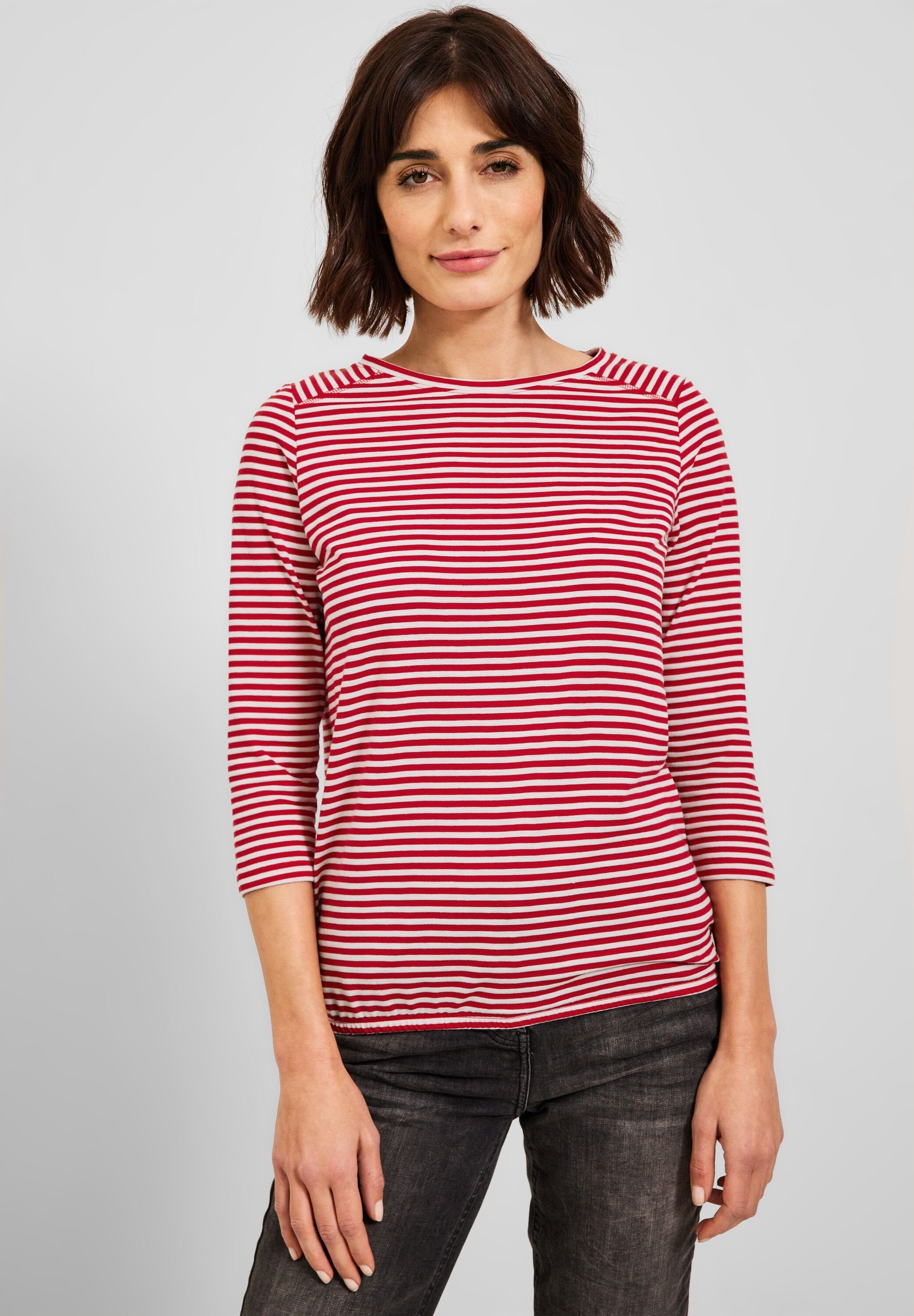 U-Boot-Ausschnitt 3/4-Arm-Shirt mit red Cecil fruity