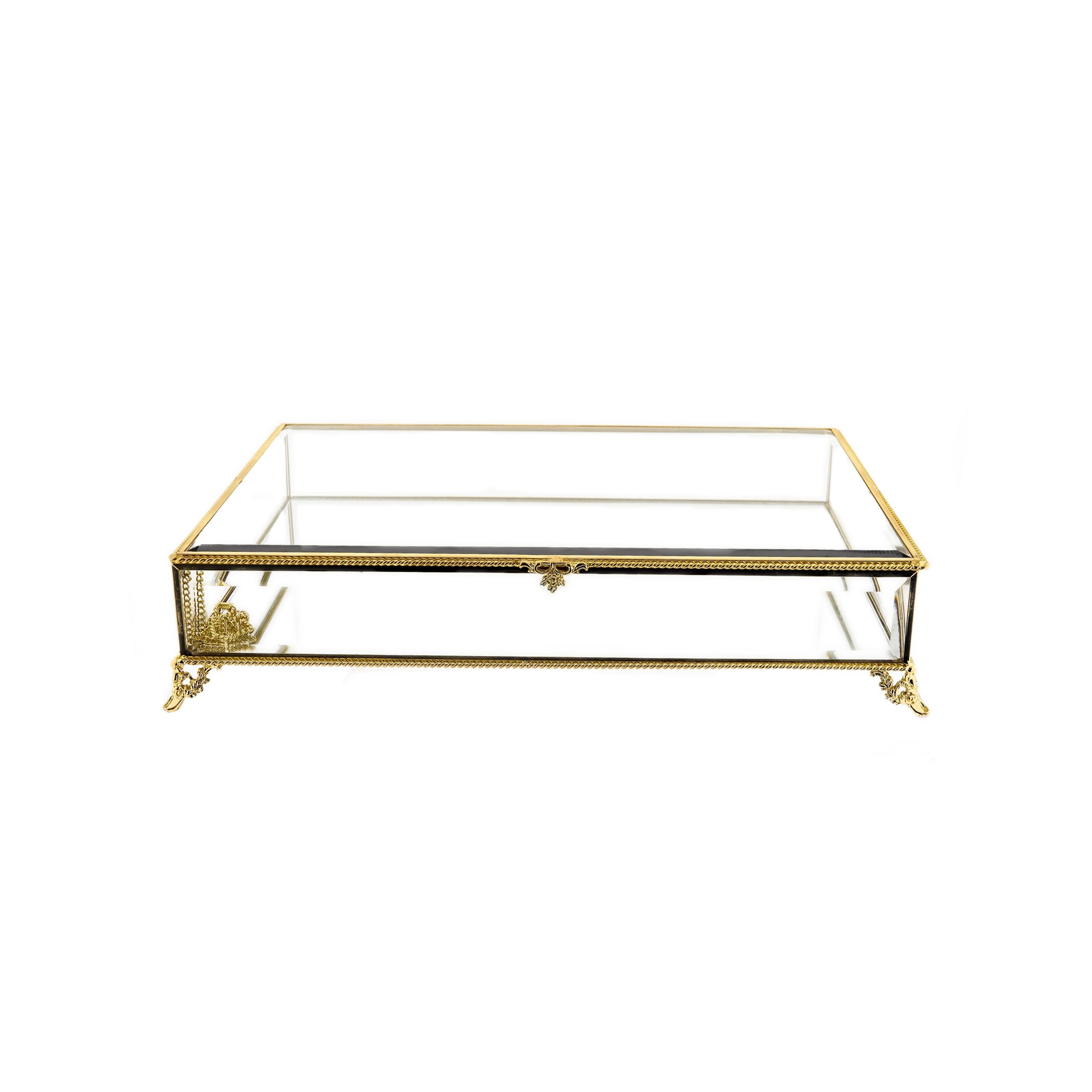 Almina Aufbewahrungsdose Glas-Box 35 x 25 x 8 cm (1 St), mit Spiegelboden, günstig online kaufen