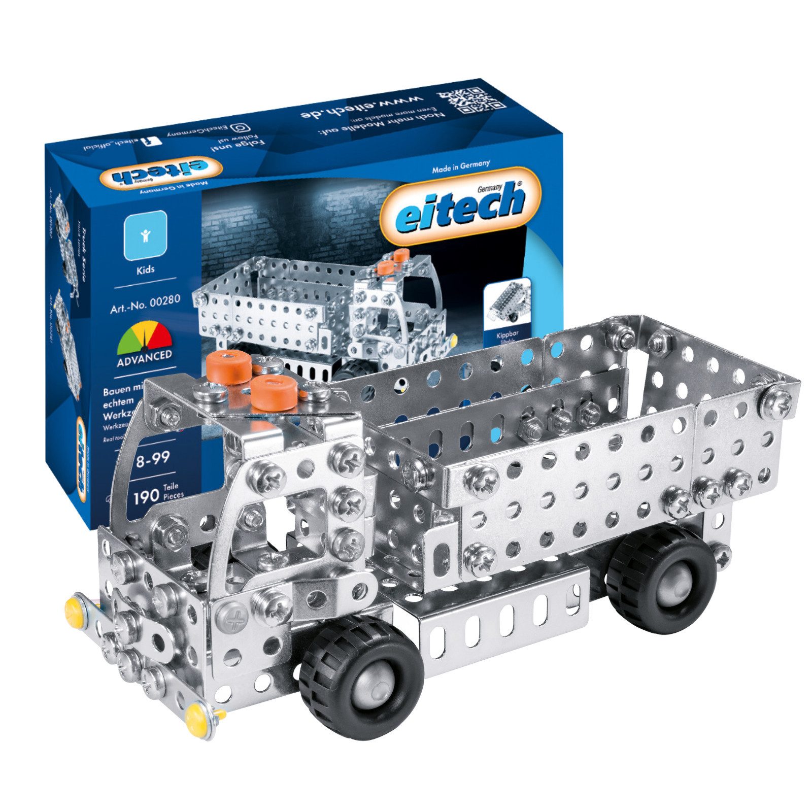 Eitech eitech LKW Kipper, 00280 Metallbaukasten, (Konstruktions-Spielset, 190 St., Konstruktionsbaukasten), Stabilbaukasten, Made in Germany