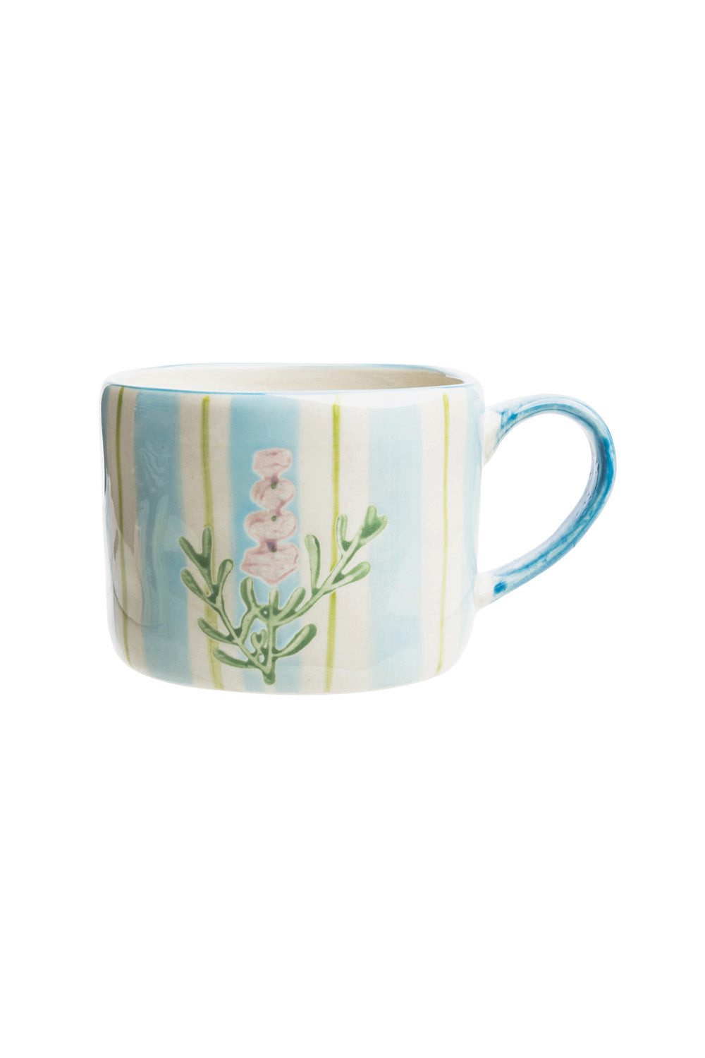 Tranquillo Tasse aus Steinzeug LINQUA 300ml groß blau spülmaschinengeeignet mit Motiv, Handbemalter Becher - jedes Stück ein Unikat, mikrowellengeeignet