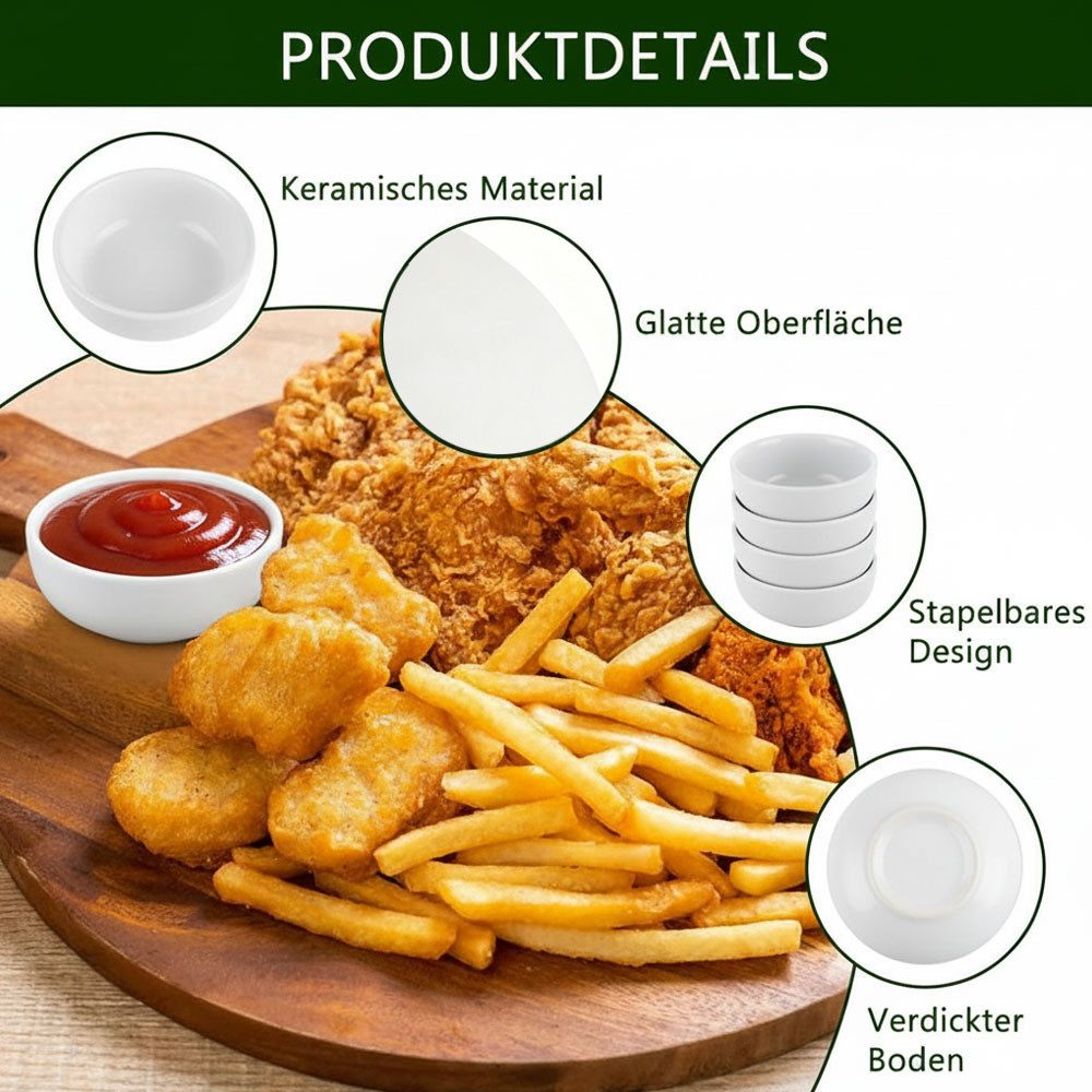 TUWENA Dipschale 6 Stück Kleine Dip Schälchen, Sushi Sojasauce Schälchen, Snackschalen